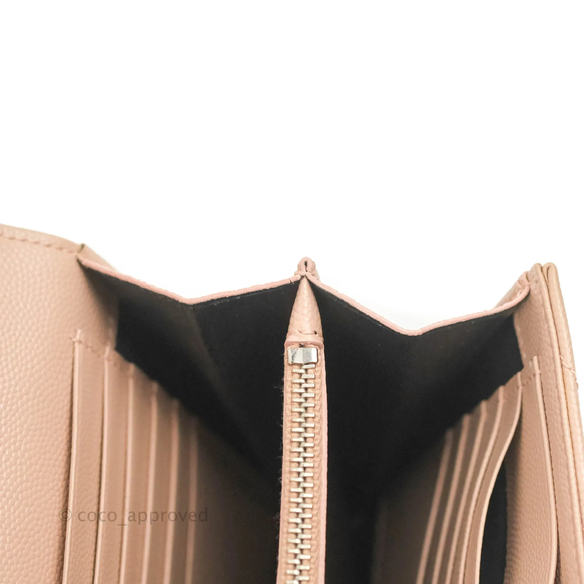 Saint Laurent Wallet on Chain Blush Pink Grained Leather Silver Hardware