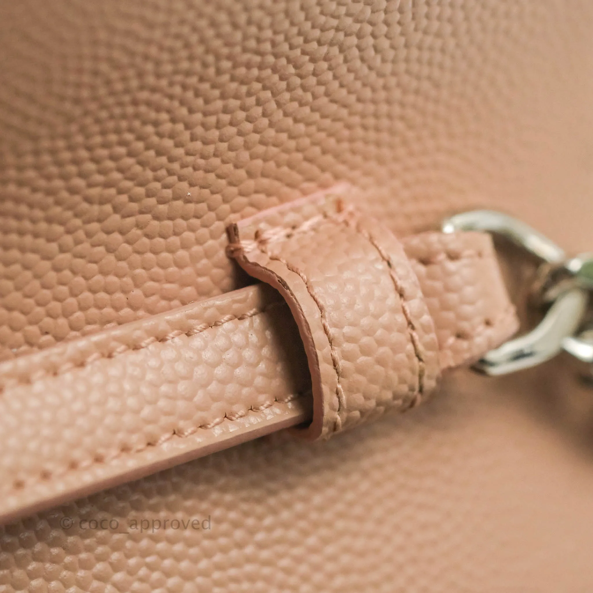 Saint Laurent Wallet on Chain Blush Pink Grained Leather Silver Hardware