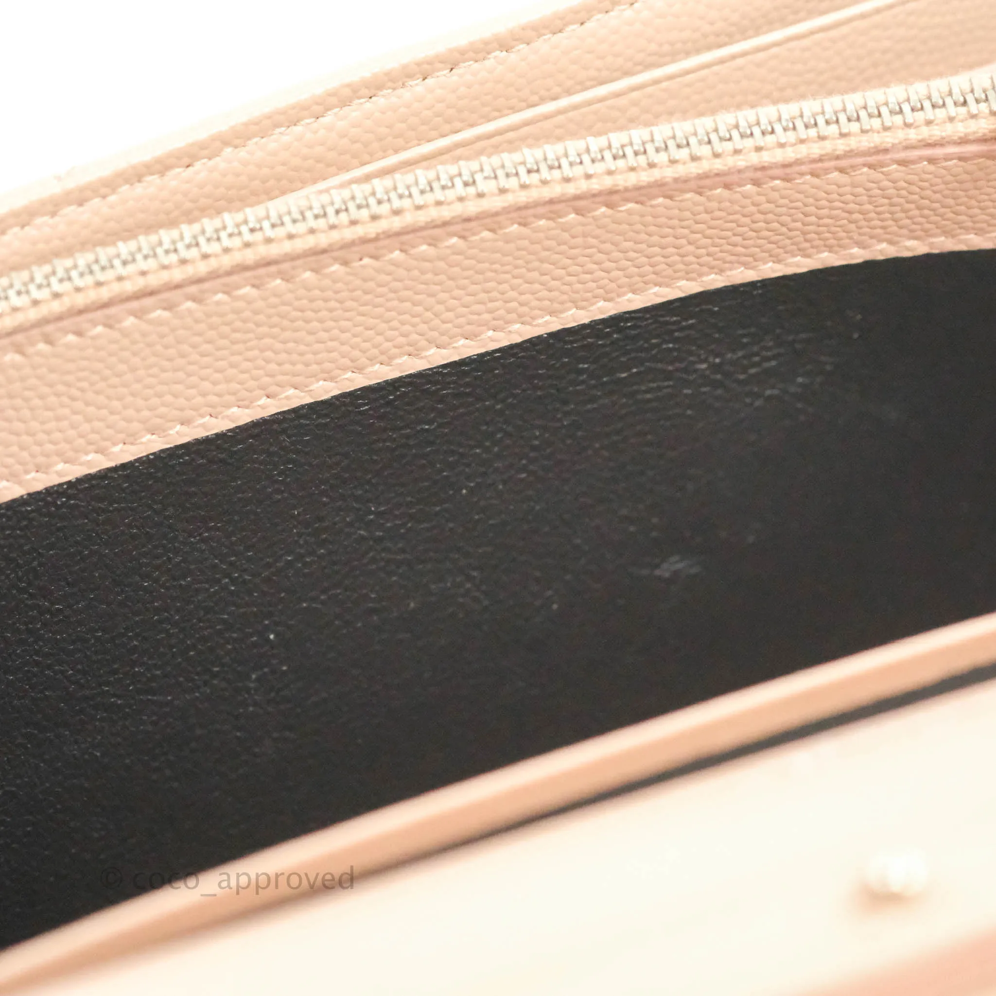 Saint Laurent Wallet on Chain Blush Pink Grained Leather Silver Hardware