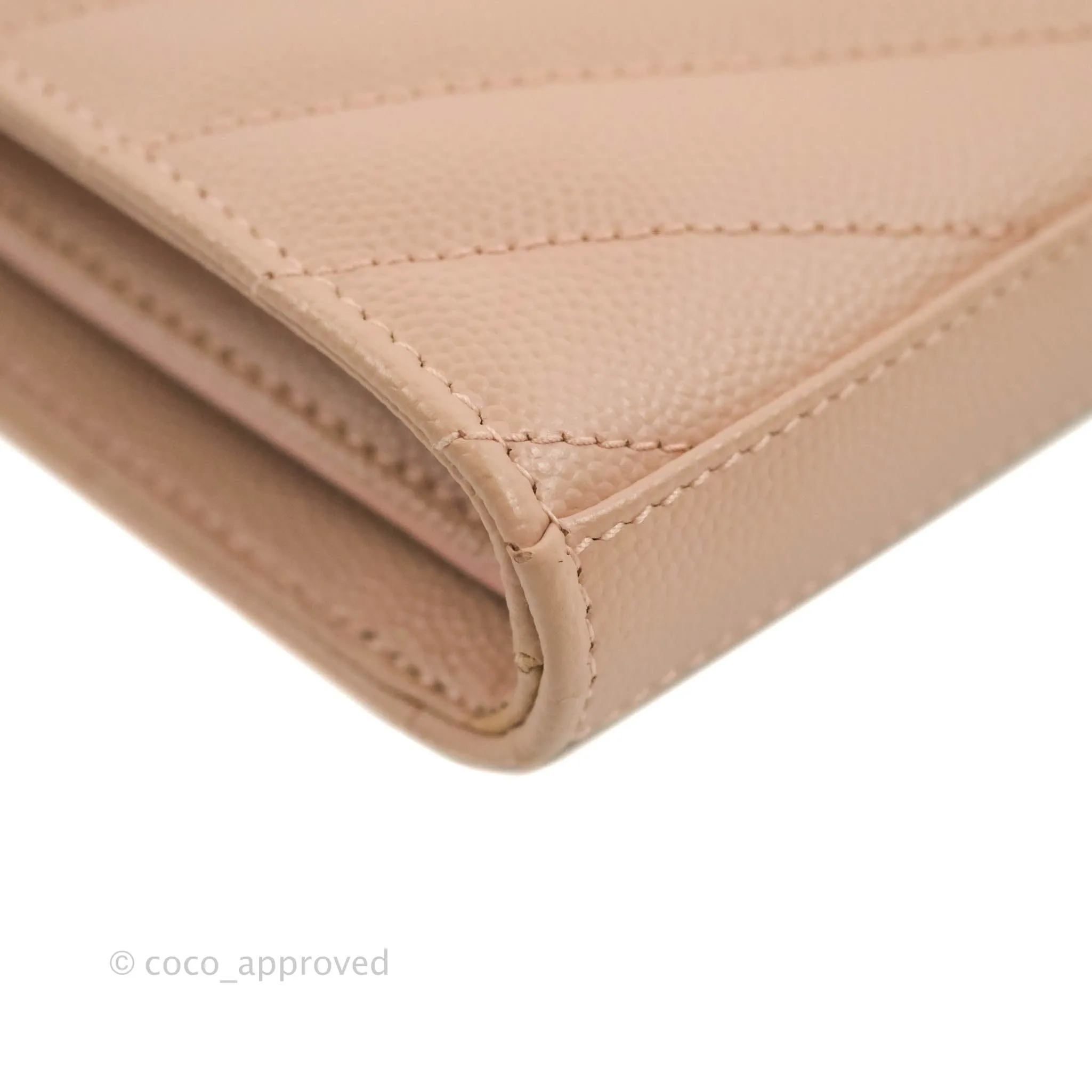 Saint Laurent Wallet on Chain Blush Pink Grained Leather Silver Hardware