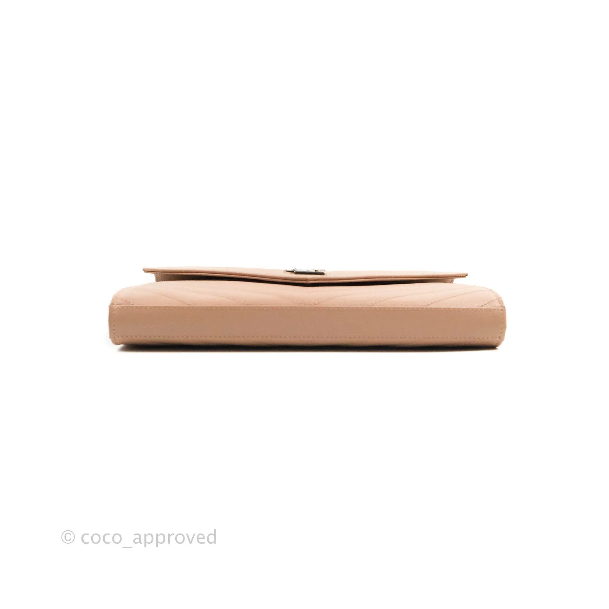 Saint Laurent Wallet on Chain Blush Pink Grained Leather Silver Hardware