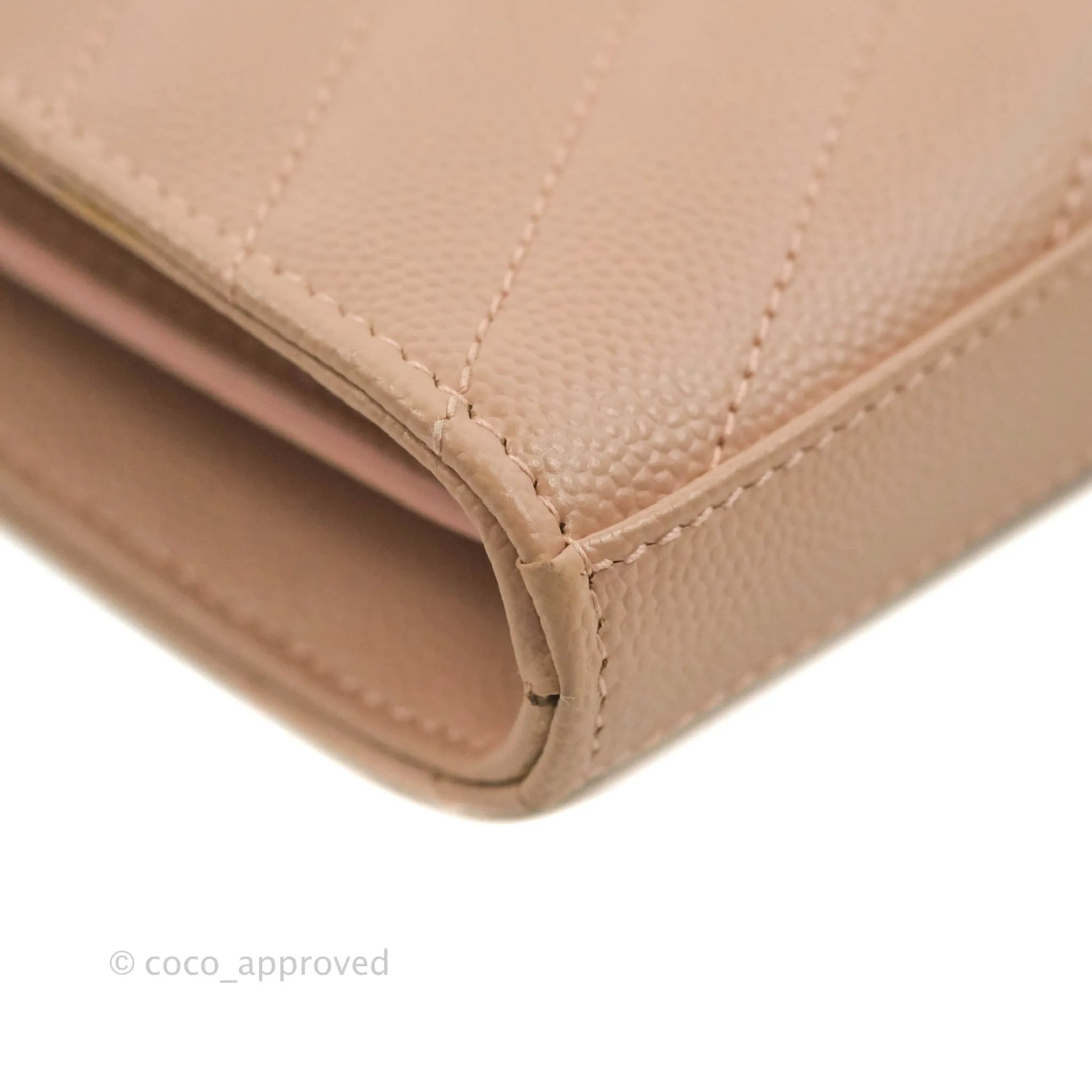 Saint Laurent Wallet on Chain Blush Pink Grained Leather Silver Hardware