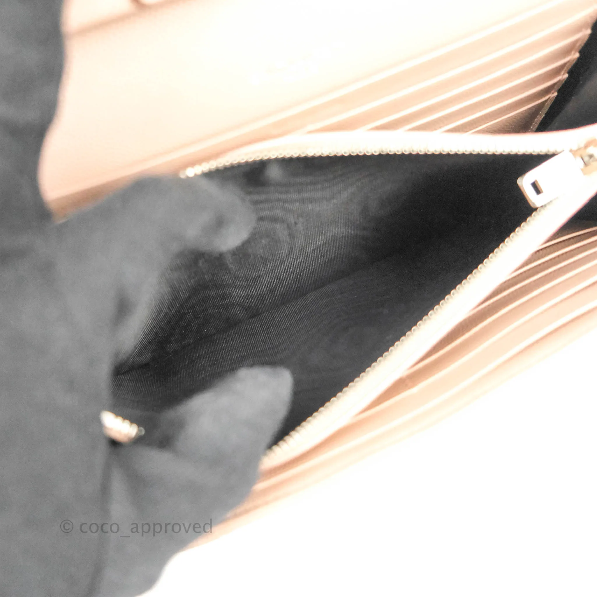 Saint Laurent Wallet on Chain Blush Pink Grained Leather Silver Hardware