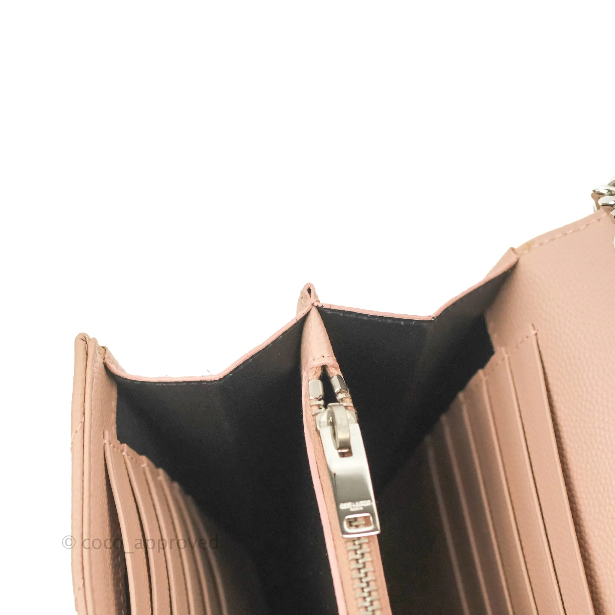 Saint Laurent Wallet on Chain Blush Pink Grained Leather Silver Hardware