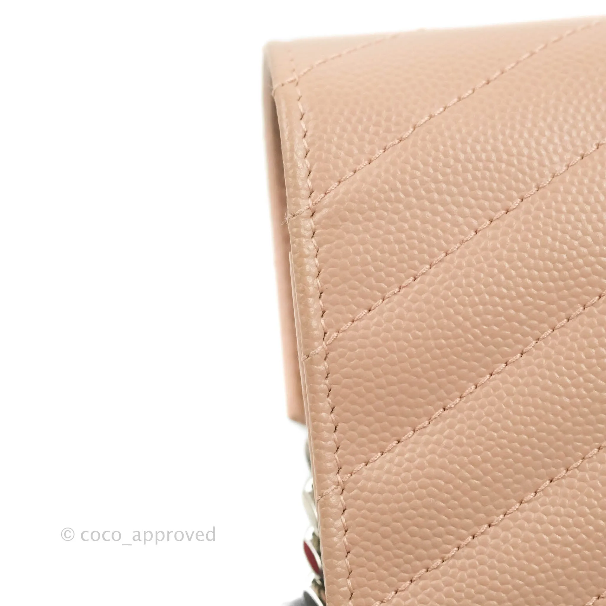Saint Laurent Wallet on Chain Blush Pink Grained Leather Silver Hardware