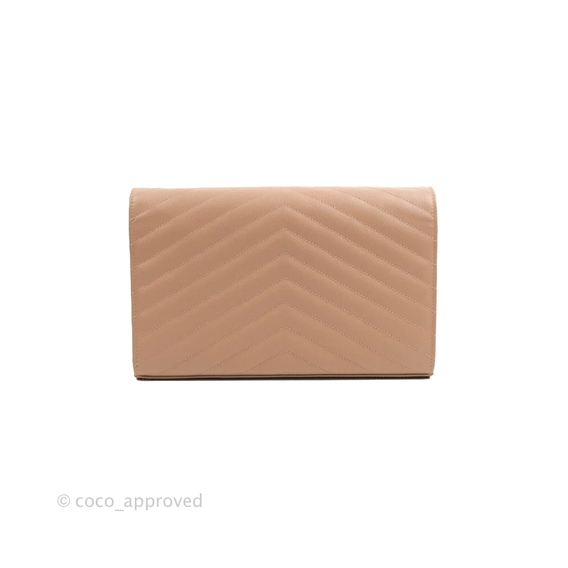 Saint Laurent Wallet on Chain Blush Pink Grained Leather Silver Hardware