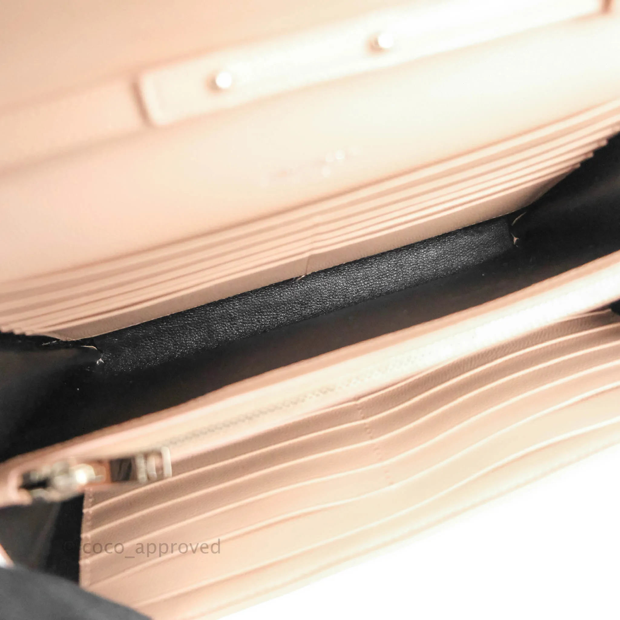 Saint Laurent Wallet on Chain Blush Pink Grained Leather Silver Hardware