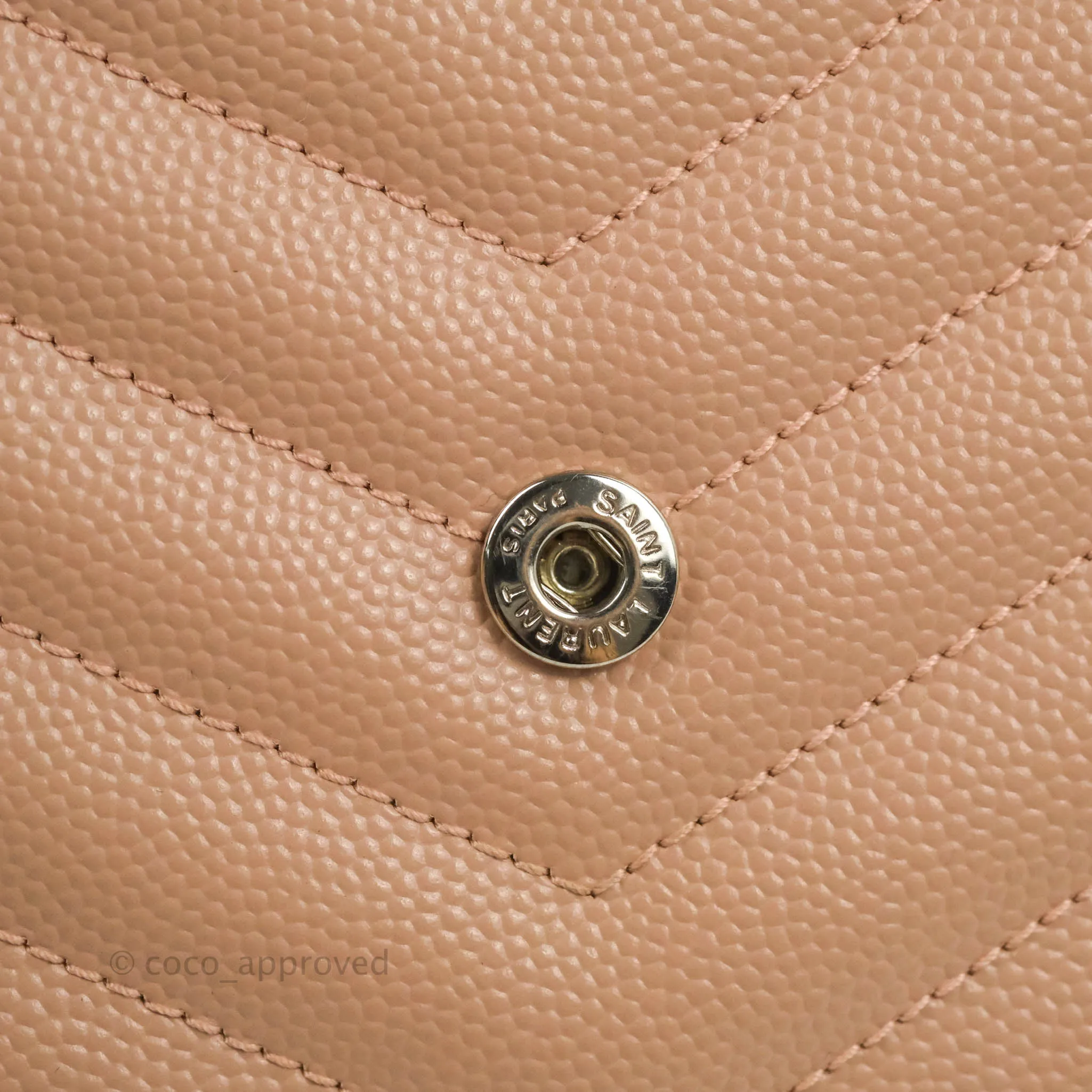 Saint Laurent Wallet on Chain Blush Pink Grained Leather Silver Hardware