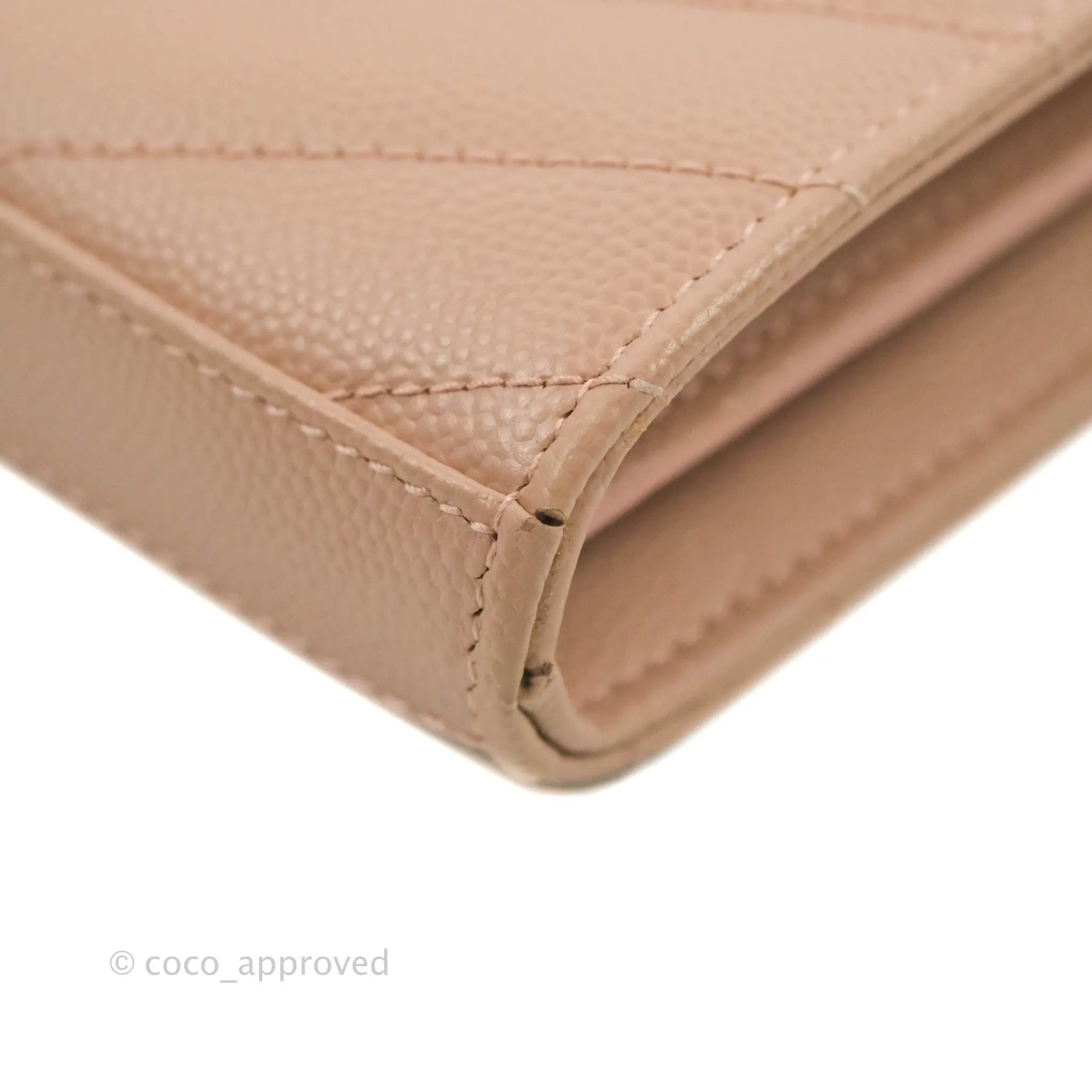 Saint Laurent Wallet on Chain Blush Pink Grained Leather Silver Hardware