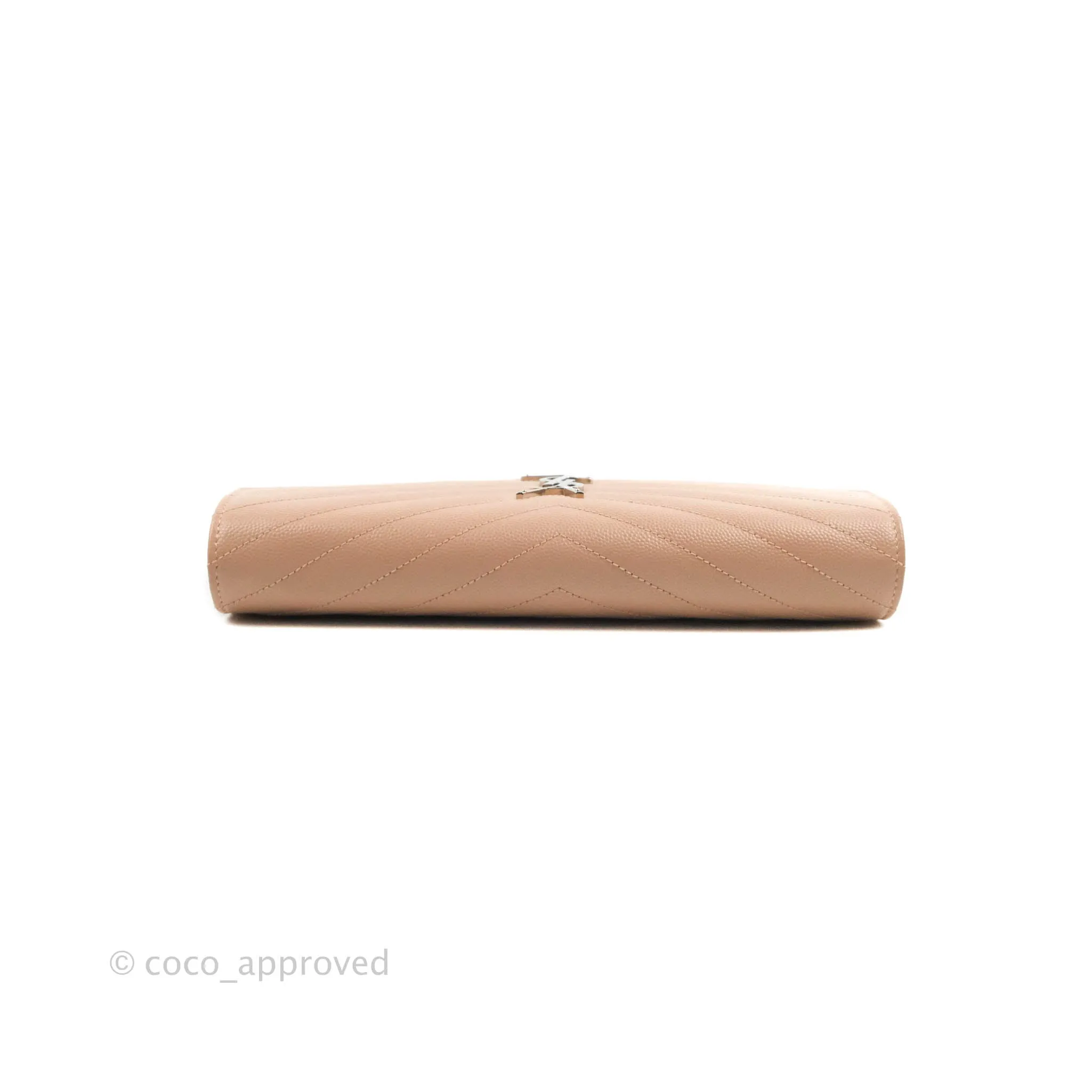 Saint Laurent Wallet on Chain Blush Pink Grained Leather Silver Hardware