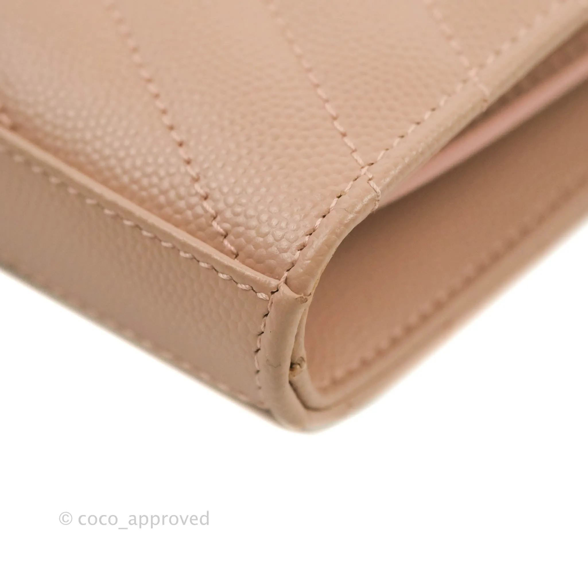 Saint Laurent Wallet on Chain Blush Pink Grained Leather Silver Hardware