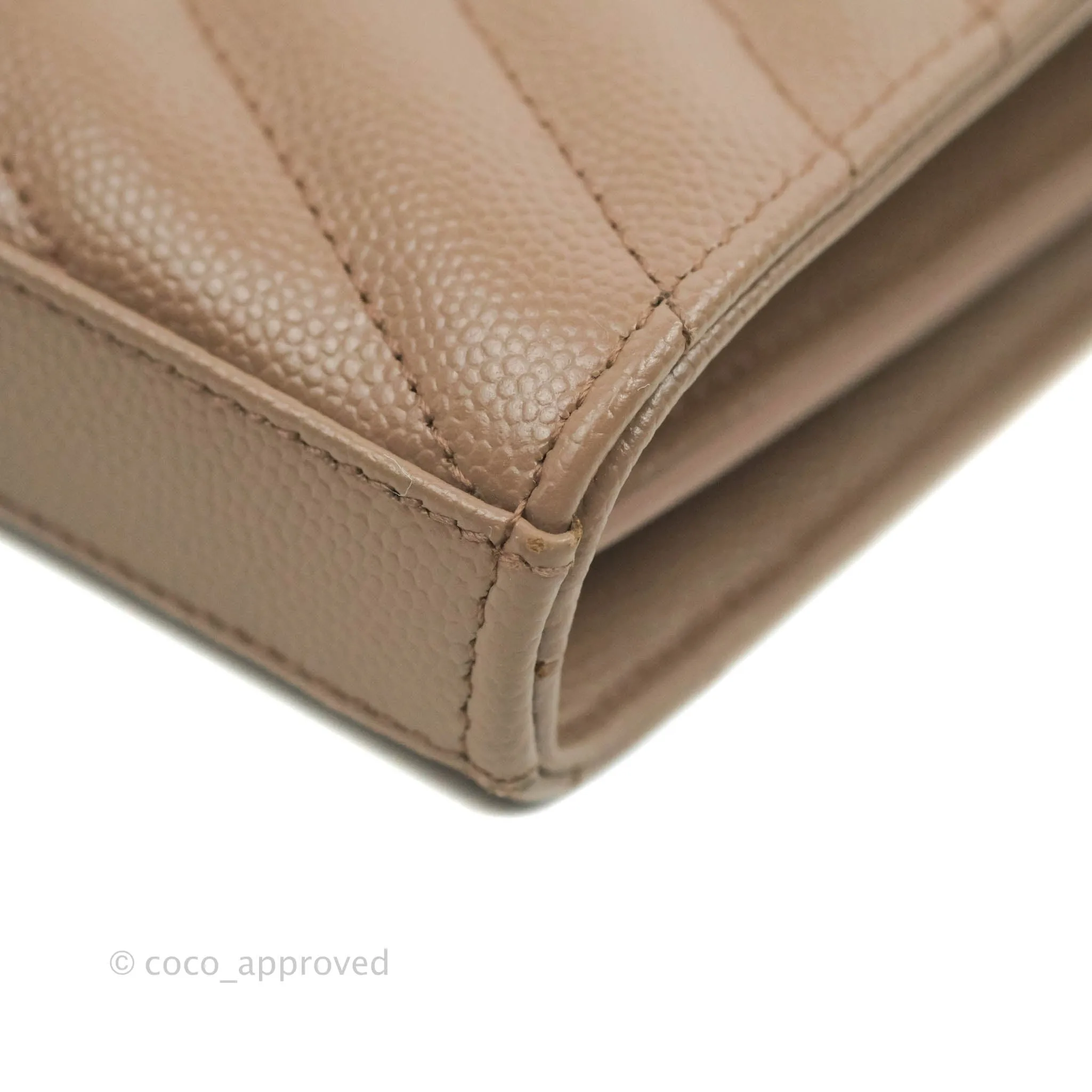 Saint Laurent Wallet on Chain Brown Grained Leather Silver Hardware