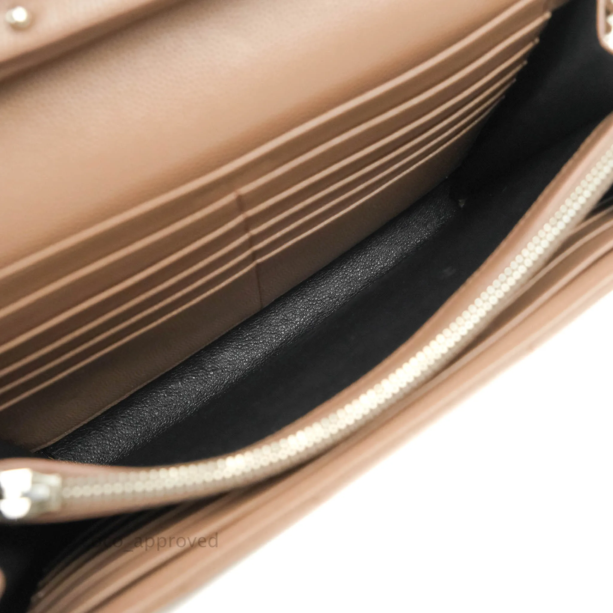 Saint Laurent Wallet on Chain Brown Grained Leather Silver Hardware