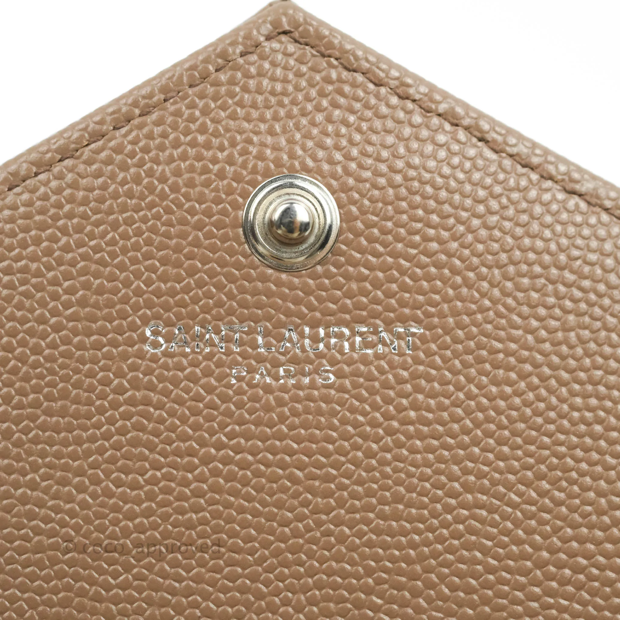 Saint Laurent Wallet on Chain Brown Grained Leather Silver Hardware