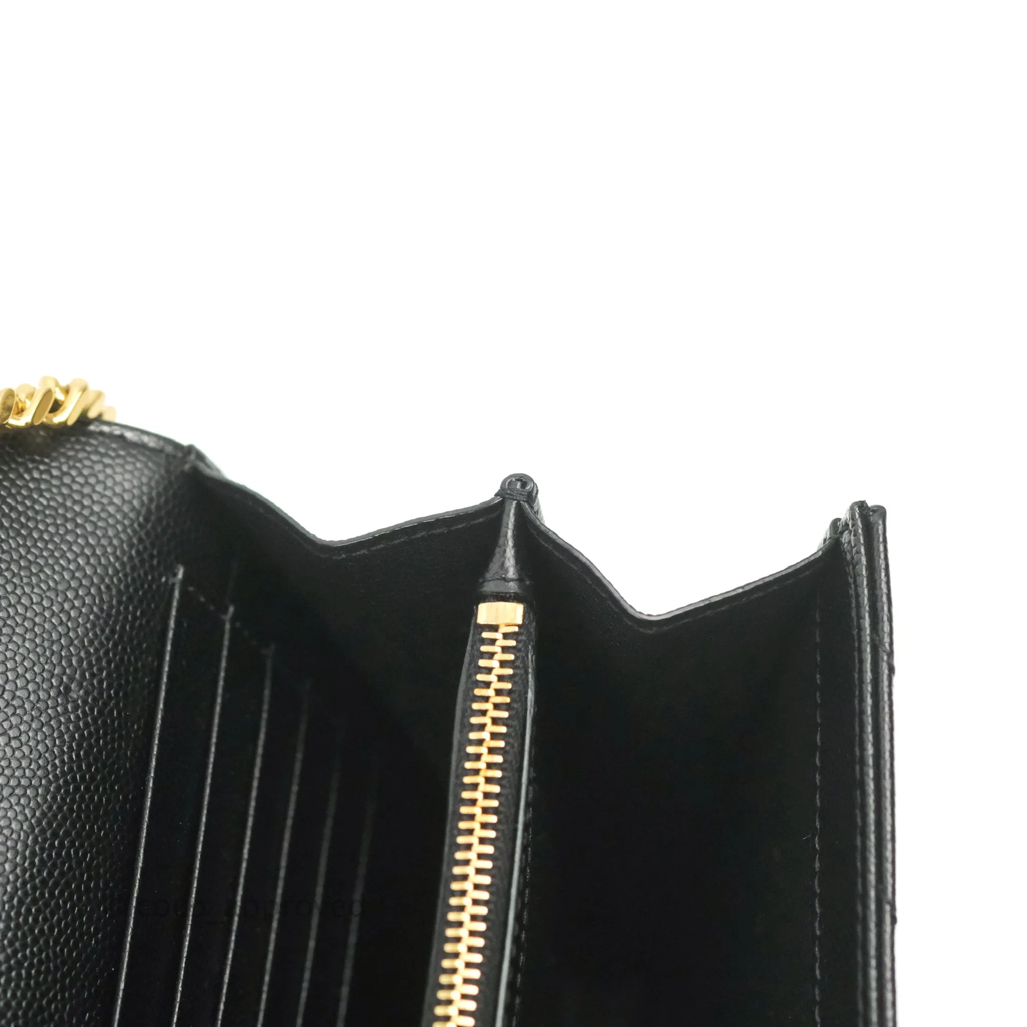 Saint Laurent Wallet on Chain Large Black Grained Leather Gold Hardware