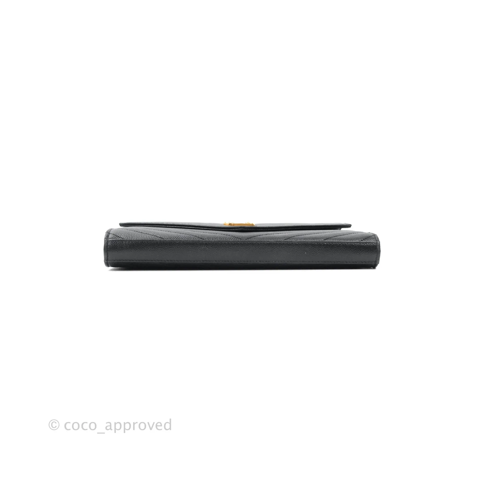 Saint Laurent Wallet on Chain Large Black Grained Leather Gold Hardware