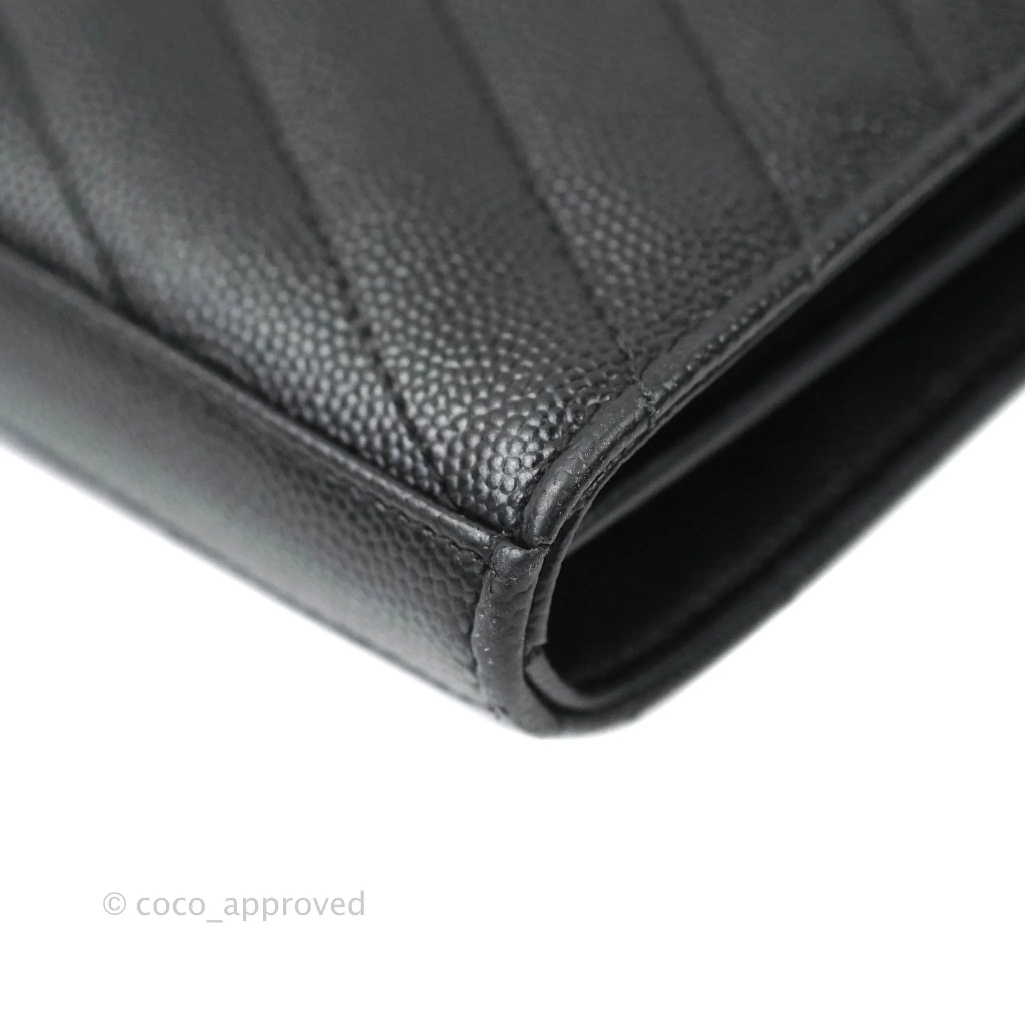 Saint Laurent Wallet on Chain Large Black Grained Leather Gold Hardware