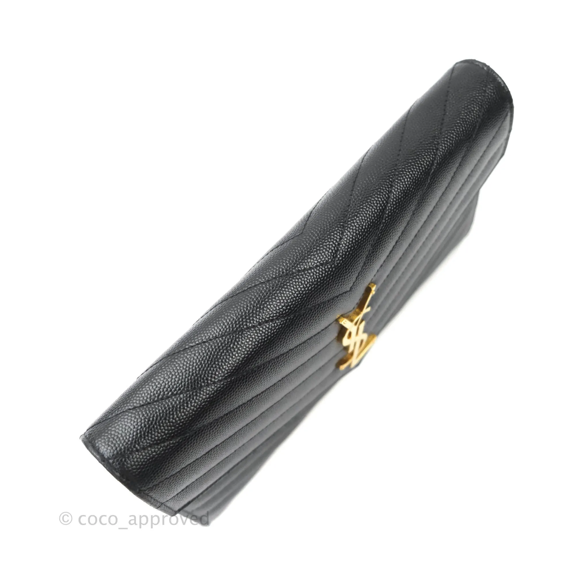 Saint Laurent Wallet on Chain Large Black Grained Leather Gold Hardware