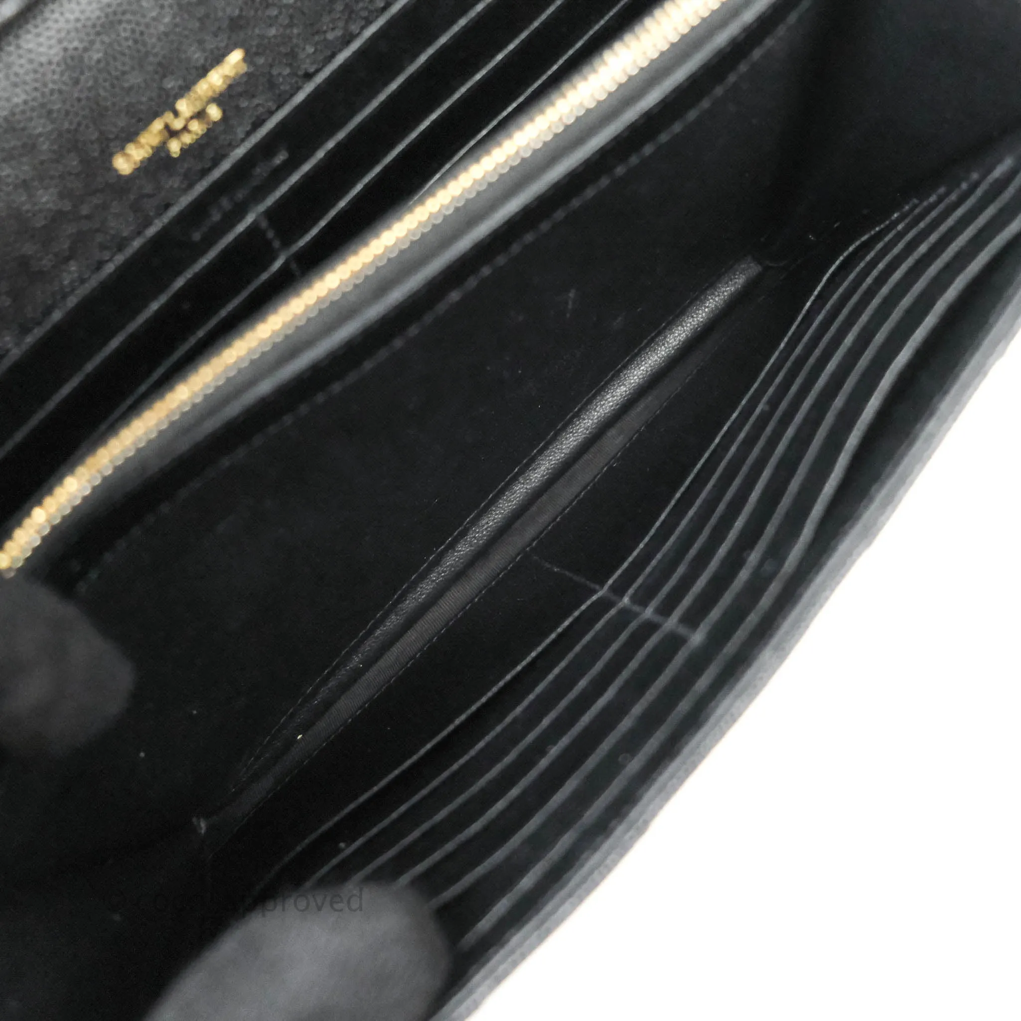 Saint Laurent Wallet on Chain Large Black Grained Leather Gold Hardware