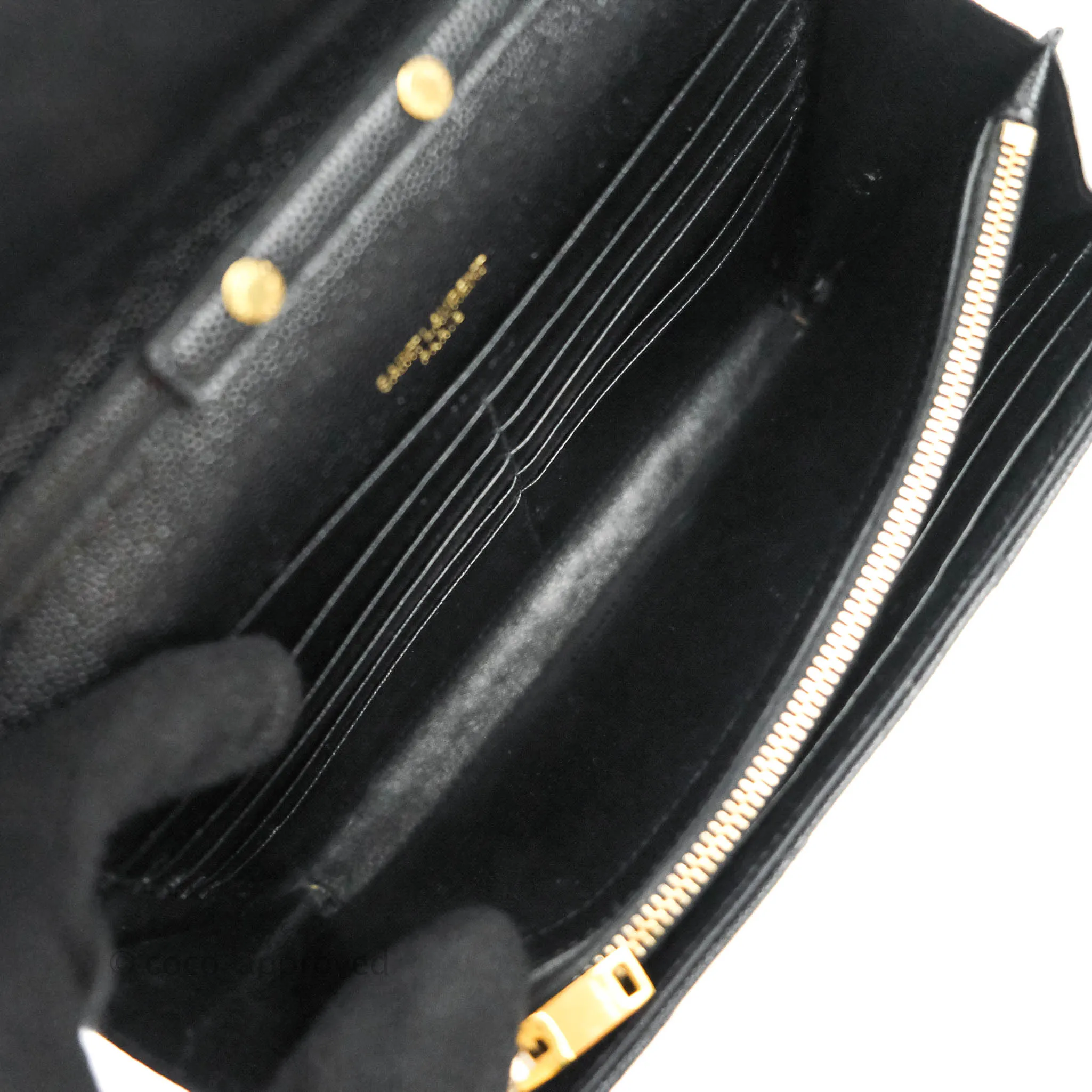 Saint Laurent Wallet on Chain Large Black Grained Leather Gold Hardware