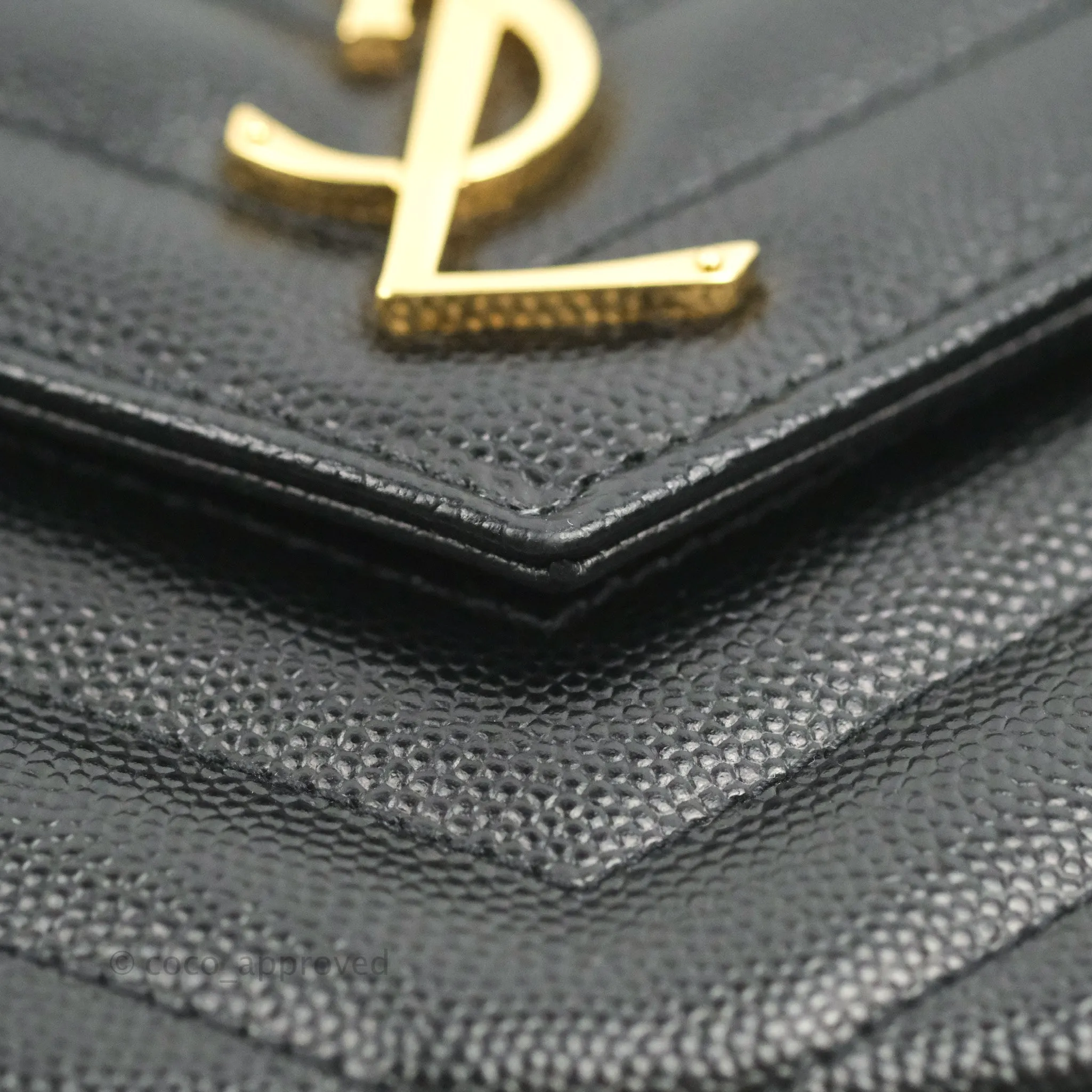 Saint Laurent Wallet on Chain Large Black Grained Leather Gold Hardware