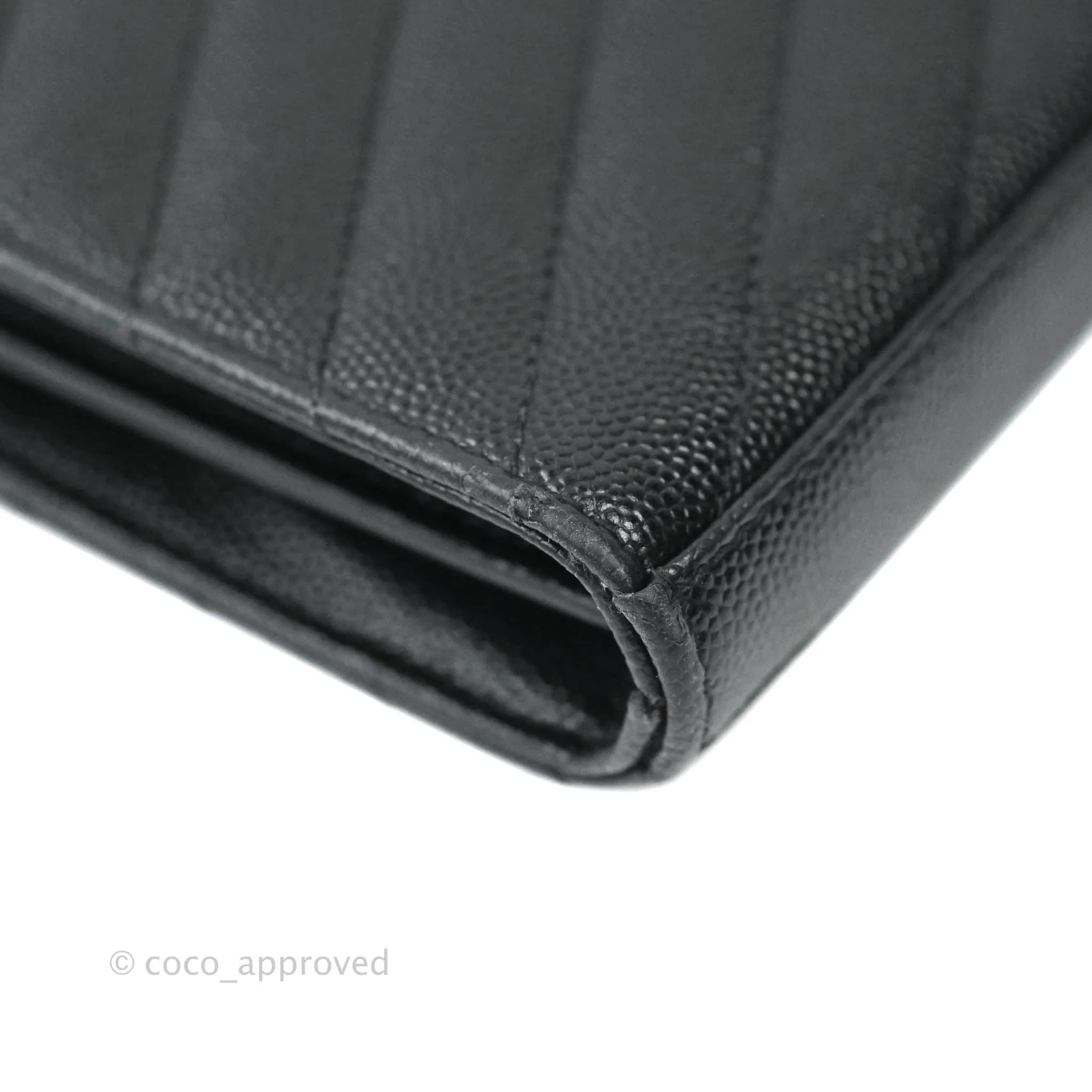 Saint Laurent Wallet on Chain Large Black Grained Leather Gold Hardware