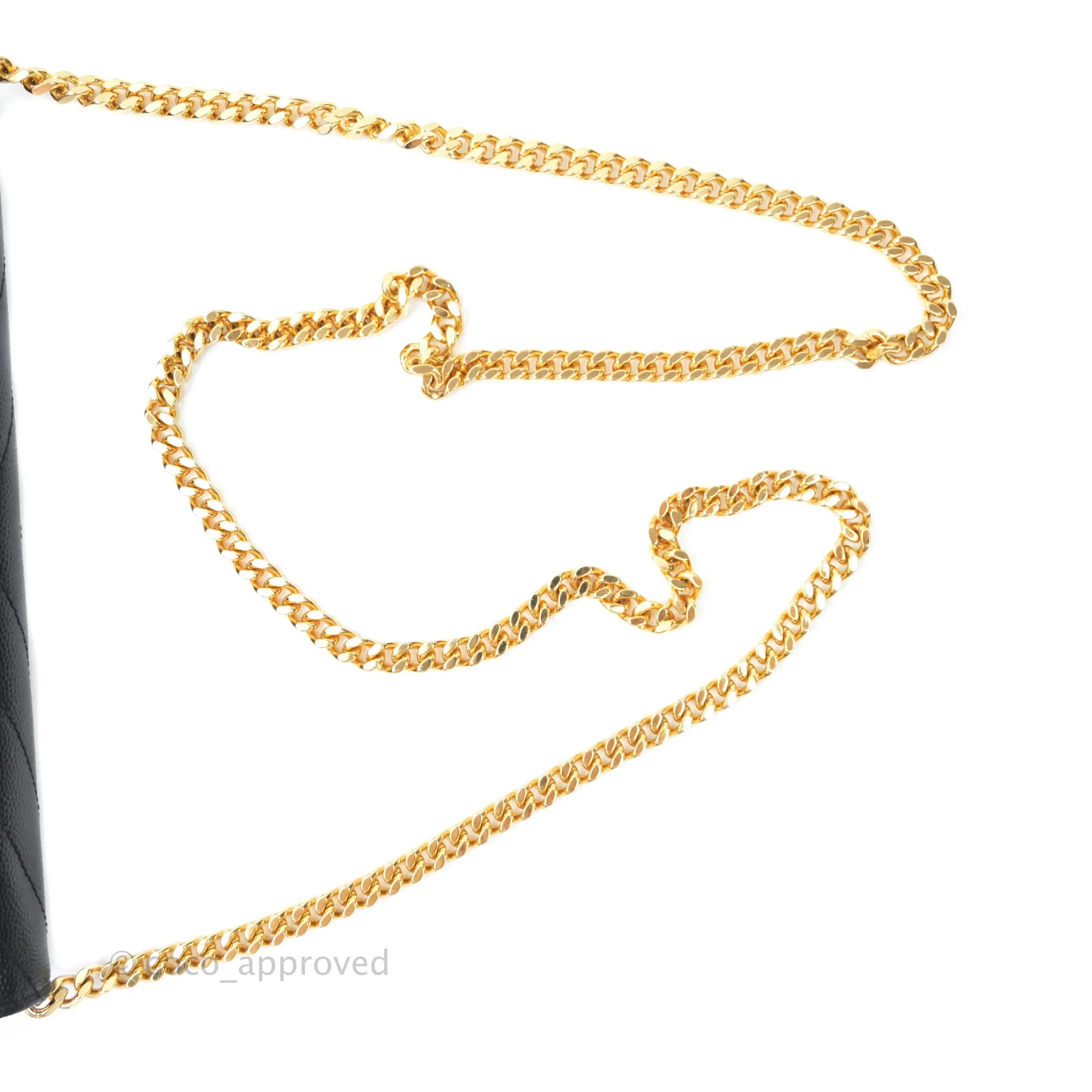Saint Laurent Wallet on Chain Large Black Grained Leather Gold Hardware