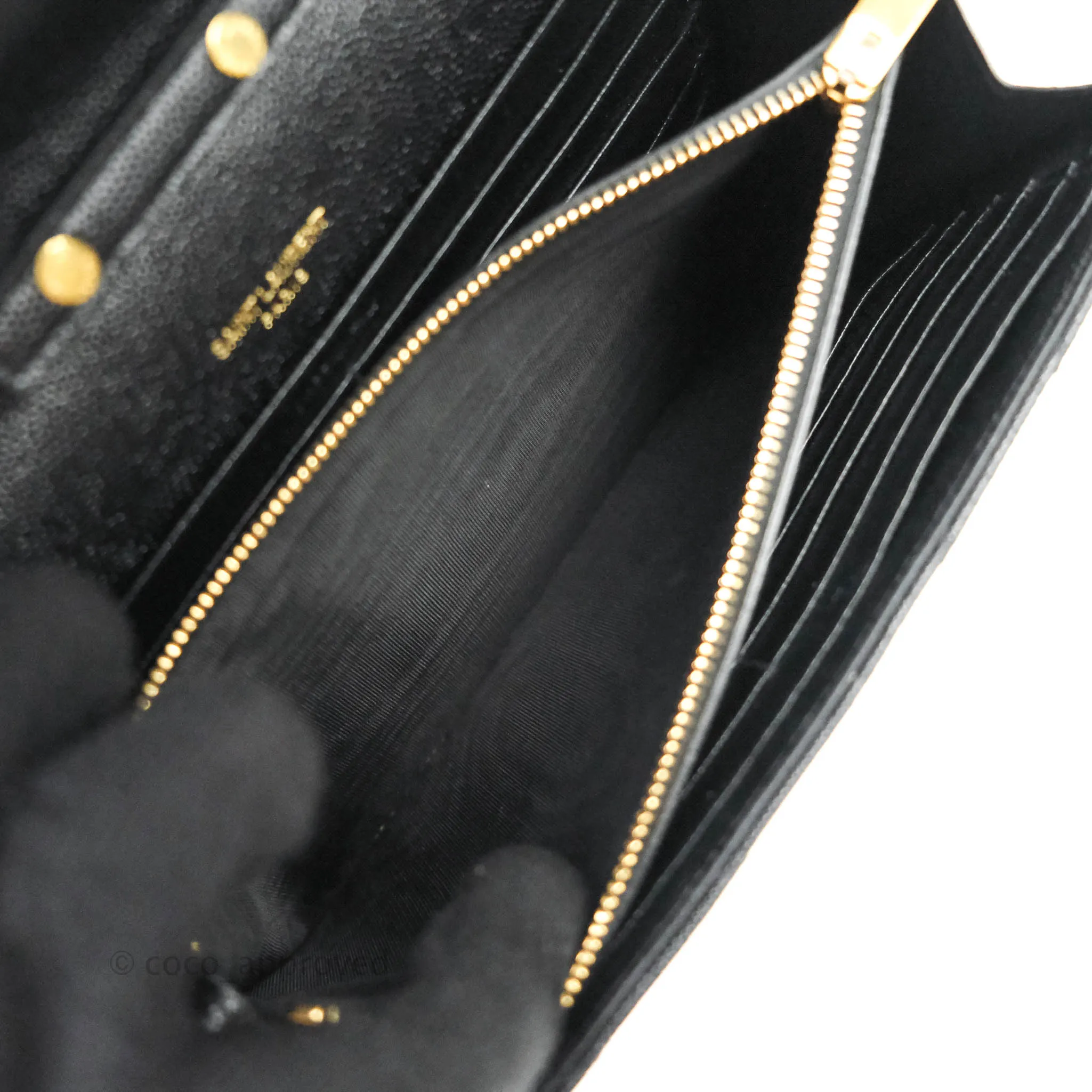Saint Laurent Wallet on Chain Large Black Grained Leather Gold Hardware