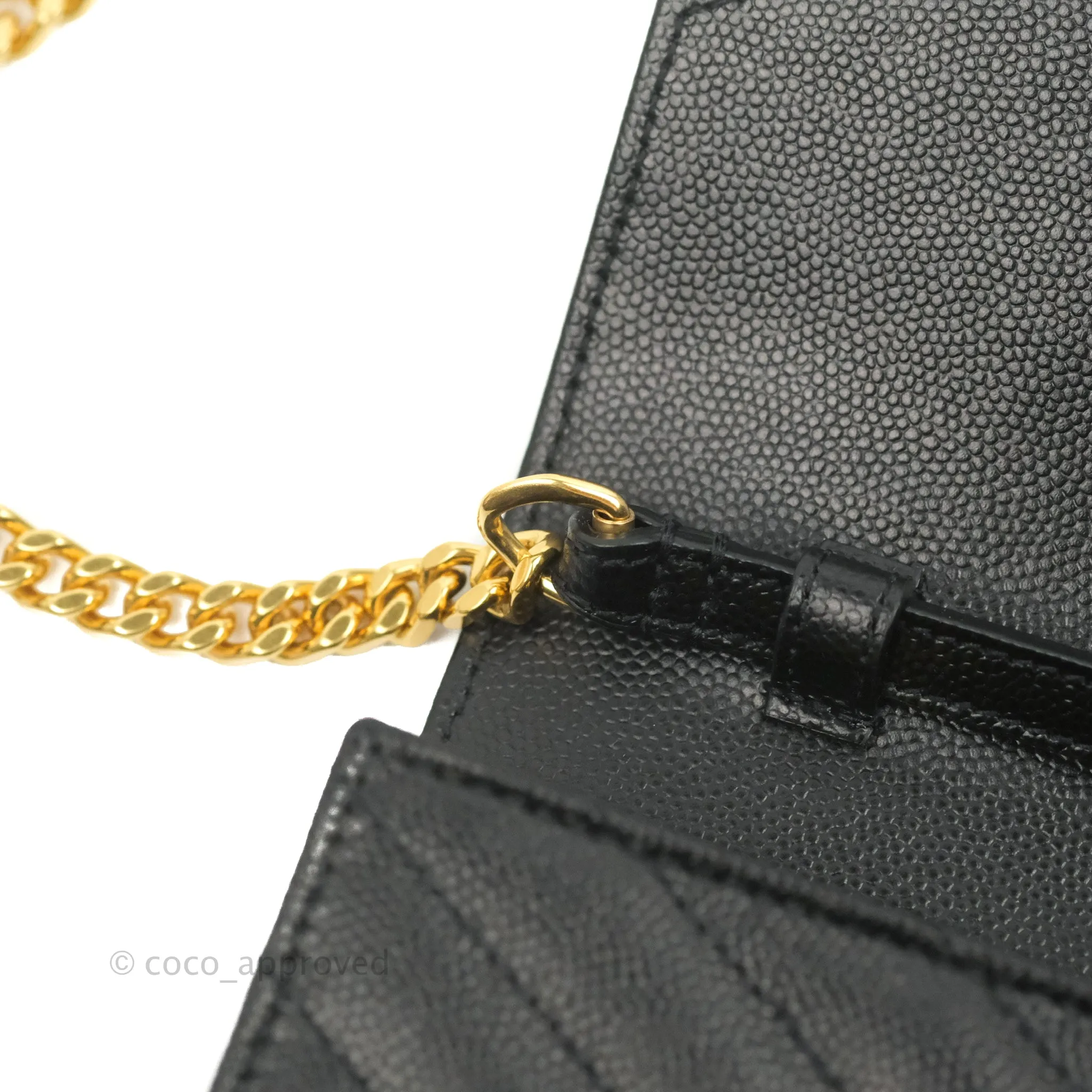 Saint Laurent Wallet on Chain Large Black Grained Leather Gold Hardware
