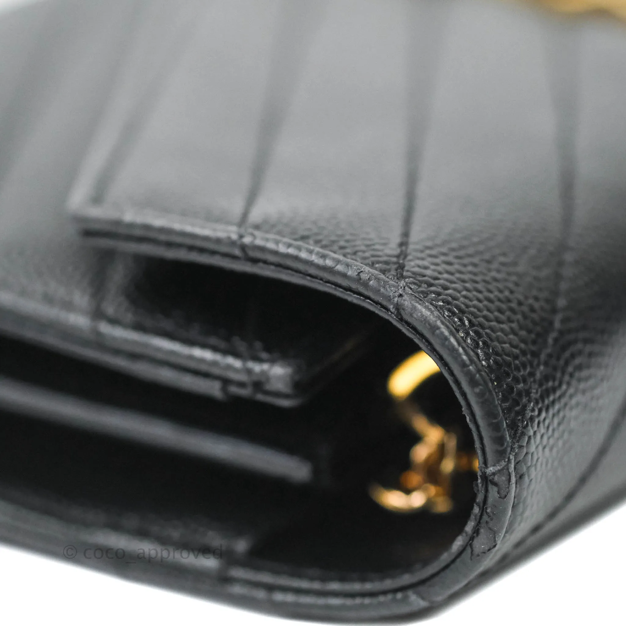 Saint Laurent Wallet on Chain Large Black Grained Leather Gold Hardware