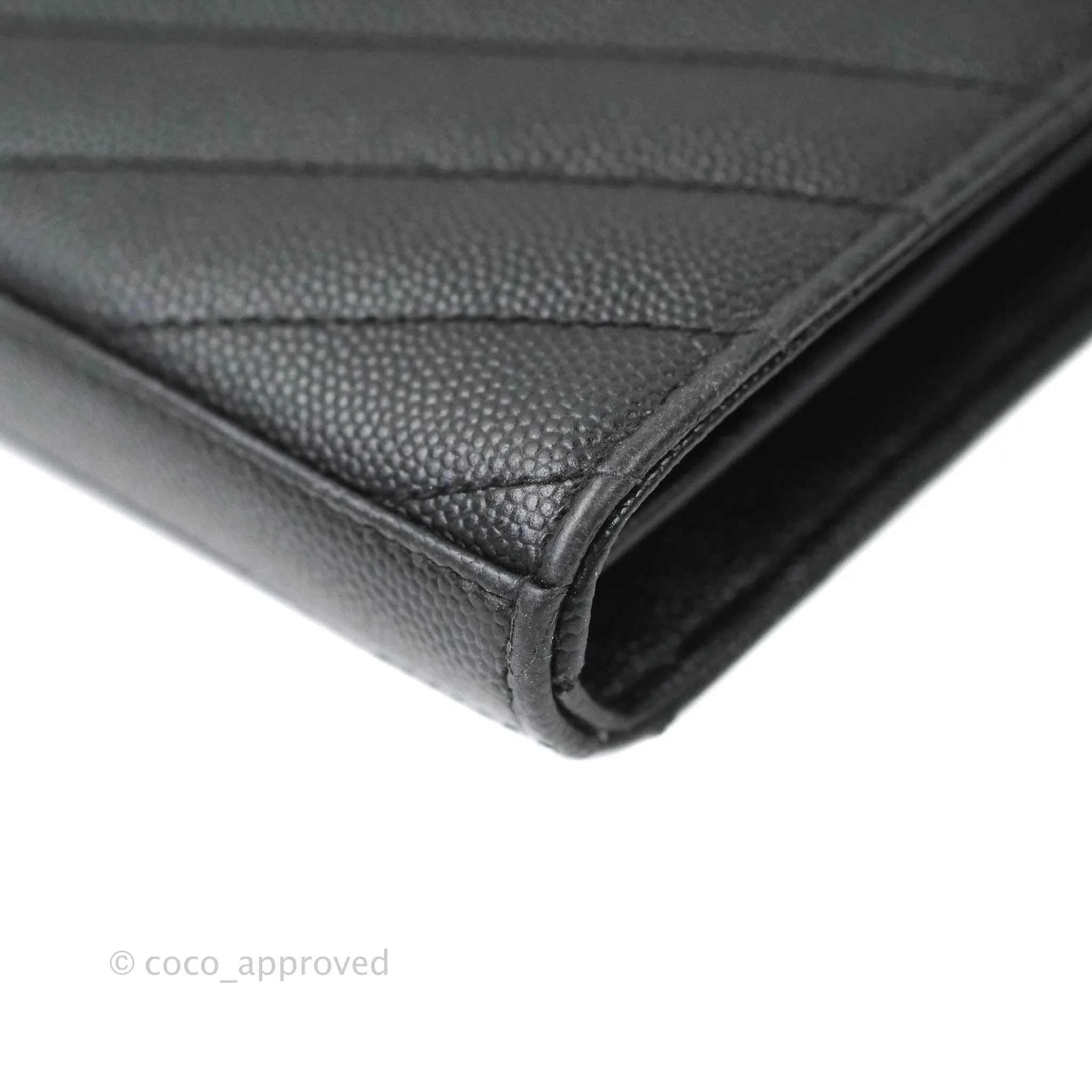 Saint Laurent Wallet on Chain Large Black Grained Leather Gold Hardware