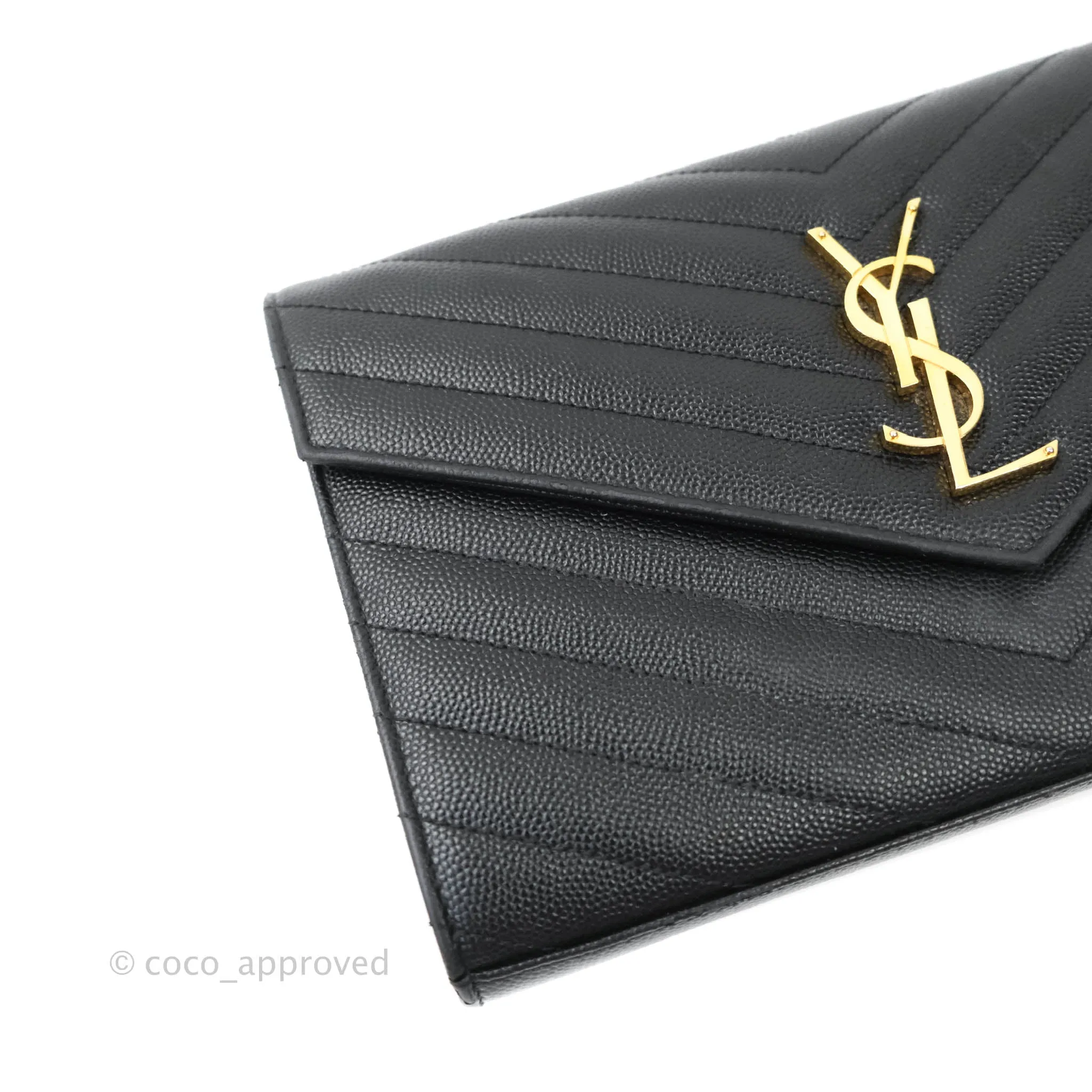 Saint Laurent Wallet on Chain Large Black Grained Leather Gold Hardware