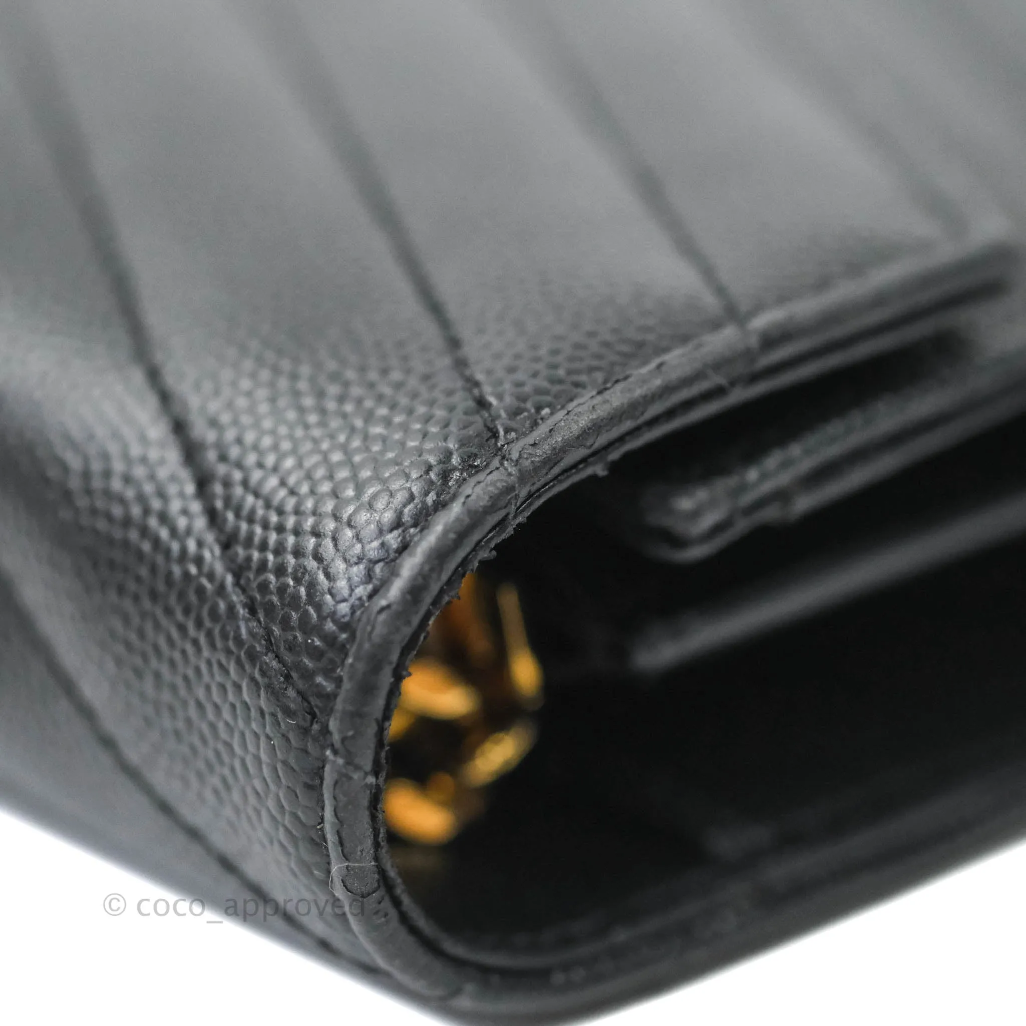 Saint Laurent Wallet on Chain Large Black Grained Leather Gold Hardware