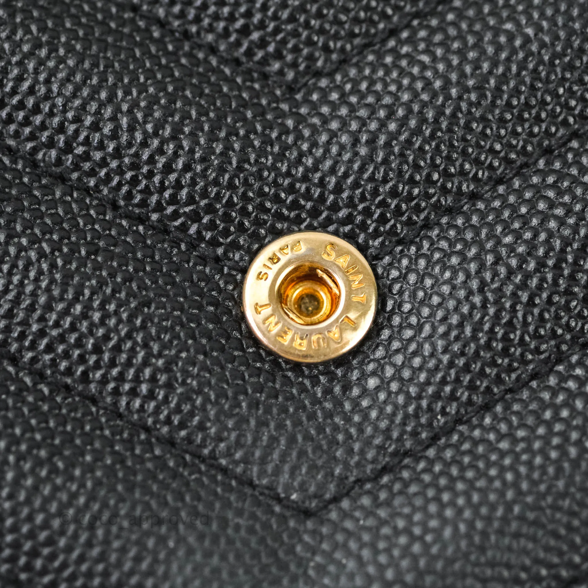 Saint Laurent Wallet on Chain Large Black Grained Leather Gold Hardware