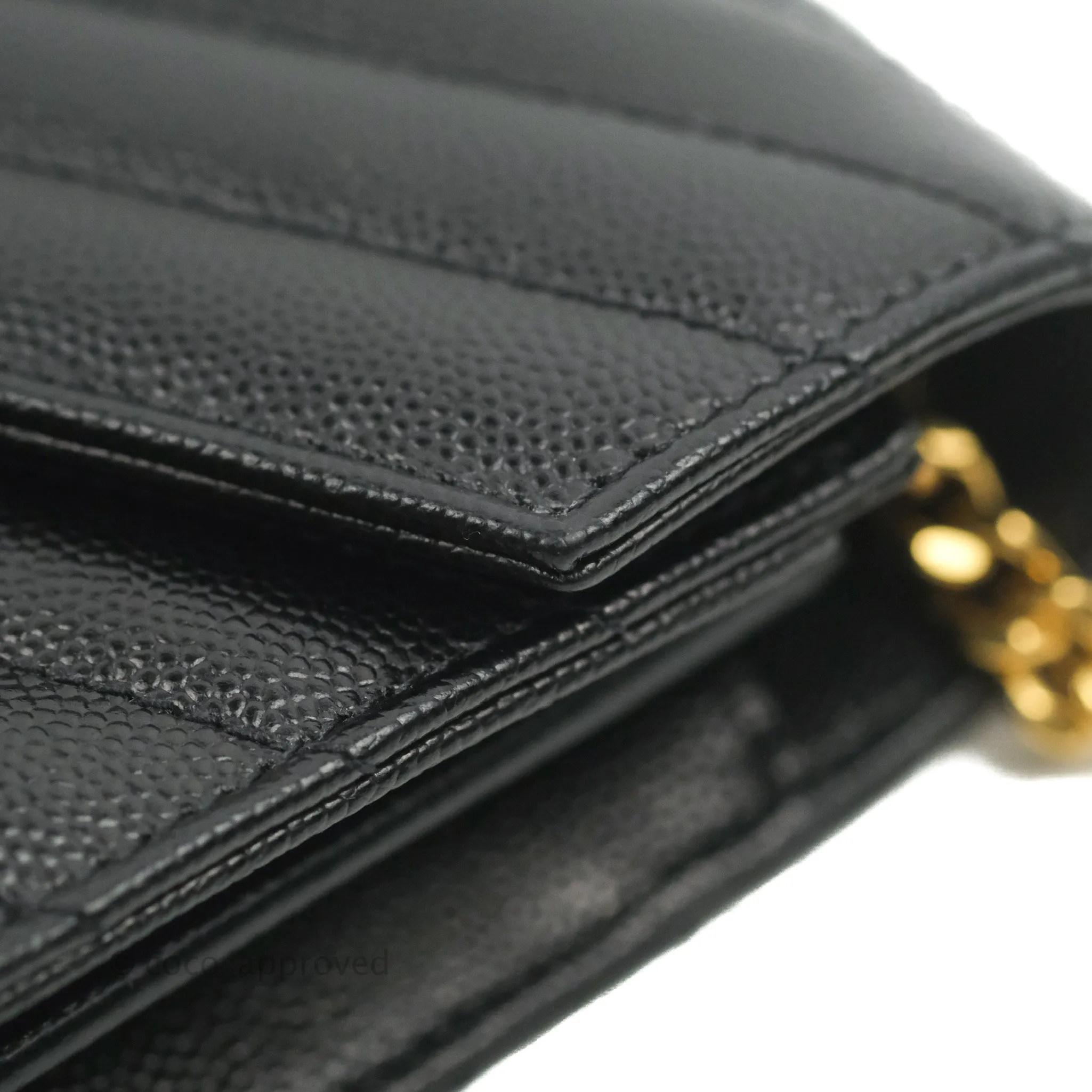 Saint Laurent Wallet on Chain Large Black Grained Leather Gold Hardware