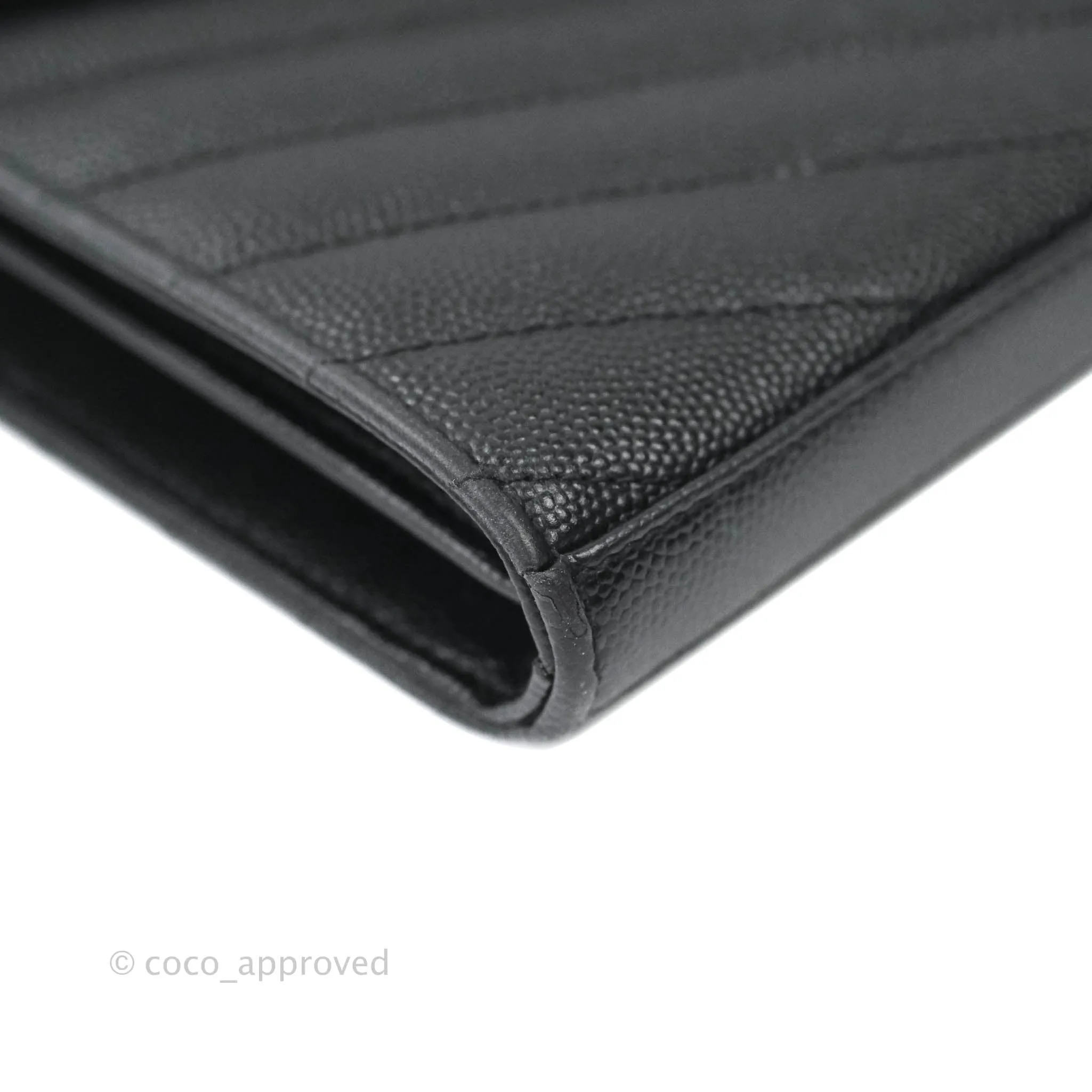 Saint Laurent Wallet on Chain Large Black Grained Leather Gold Hardware