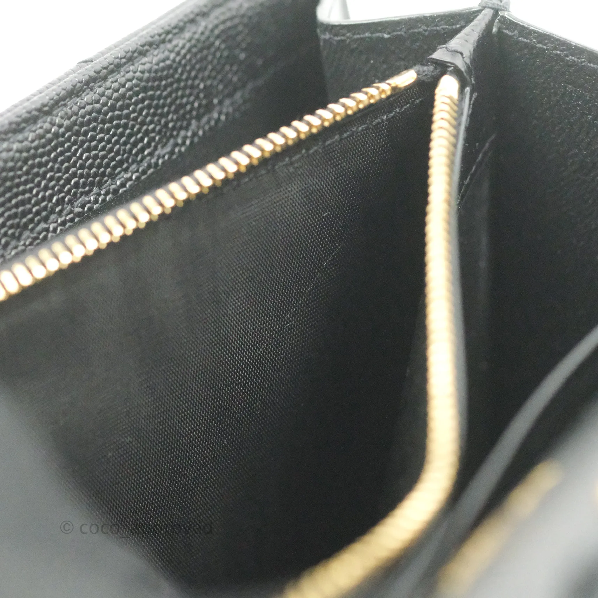 Saint Laurent Wallet on Chain Large Black Grained Leather Gold Hardware