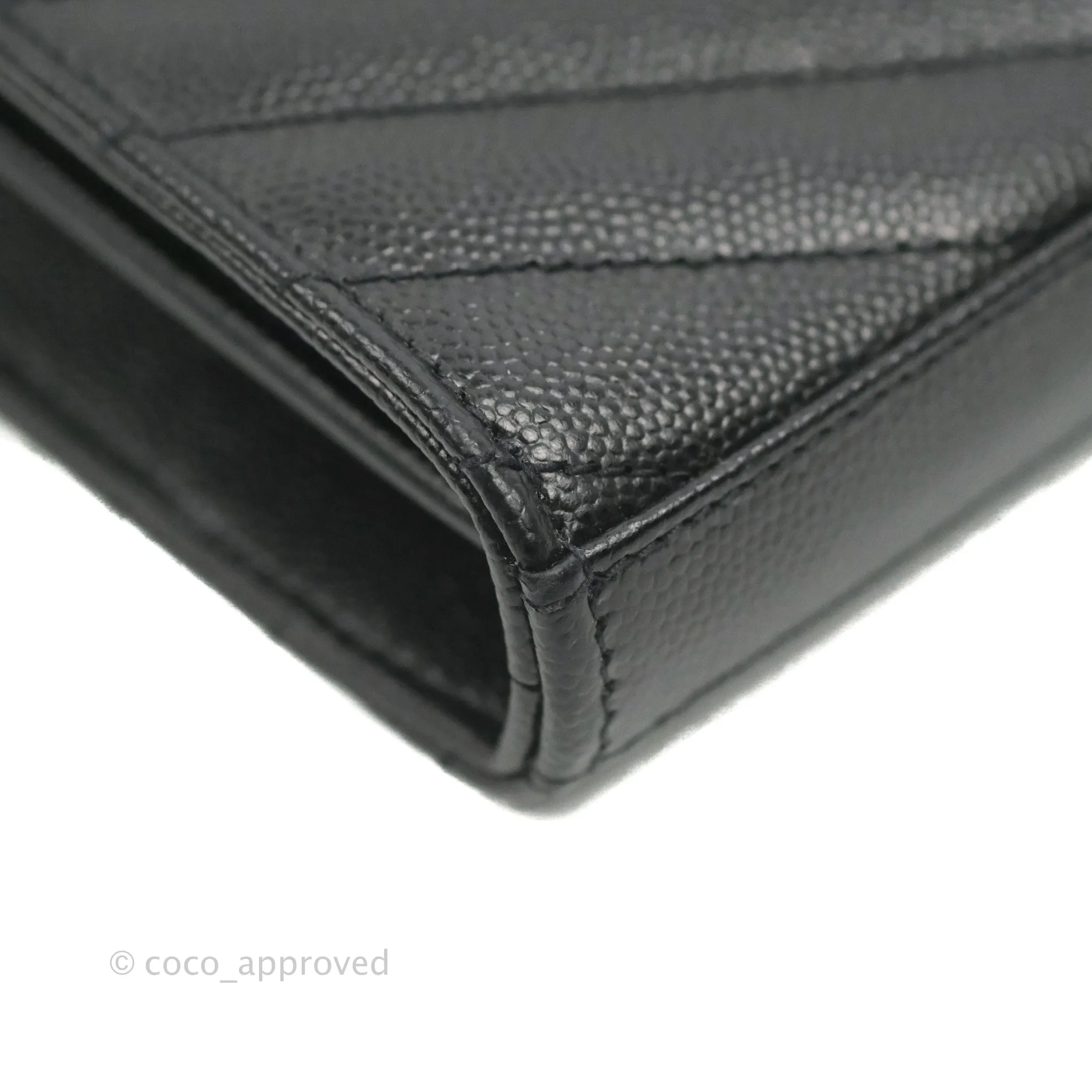 Saint Laurent Wallet on Chain Large Black Grained Leather Gold Hardware