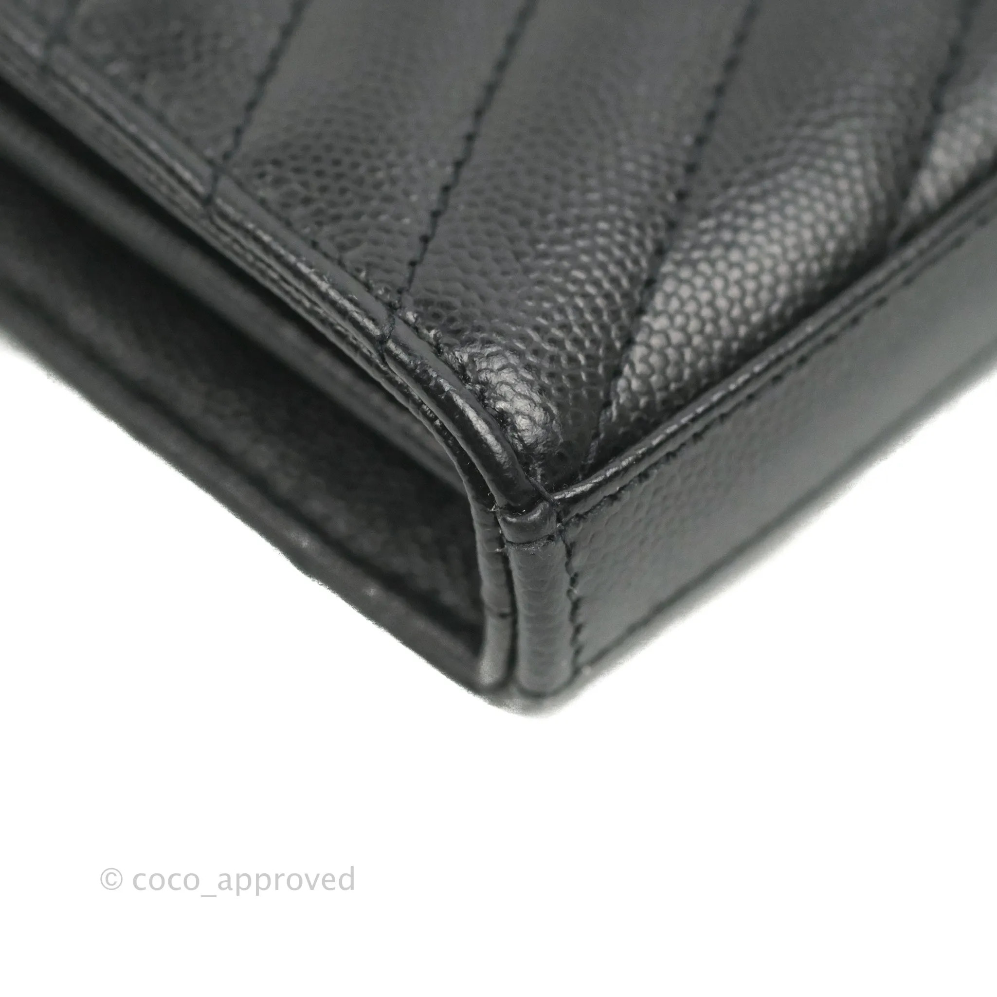Saint Laurent Wallet on Chain Large Black Grained Leather Gold Hardware