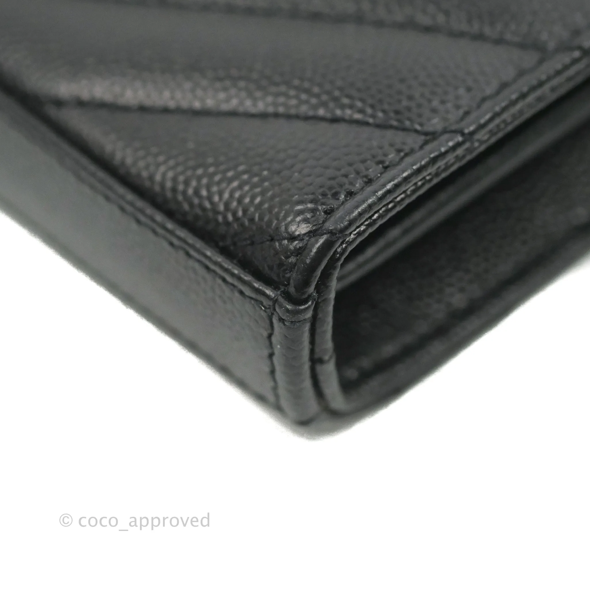 Saint Laurent Wallet on Chain Large Black Grained Leather Gold Hardware