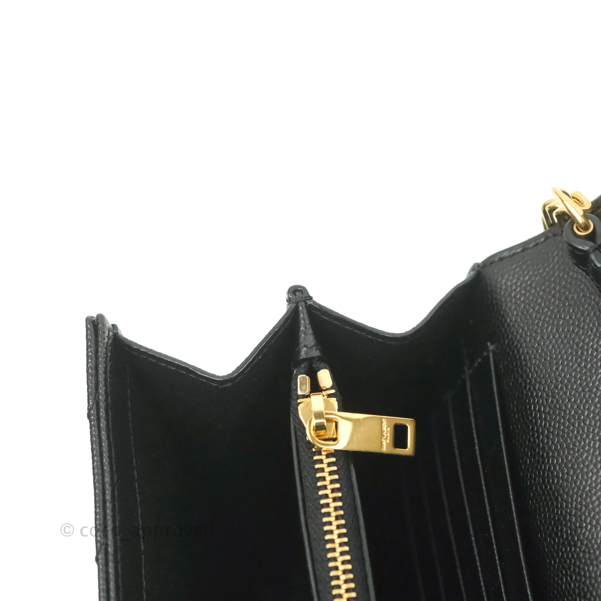 Saint Laurent Wallet on Chain Large Black Grained Leather Gold Hardware