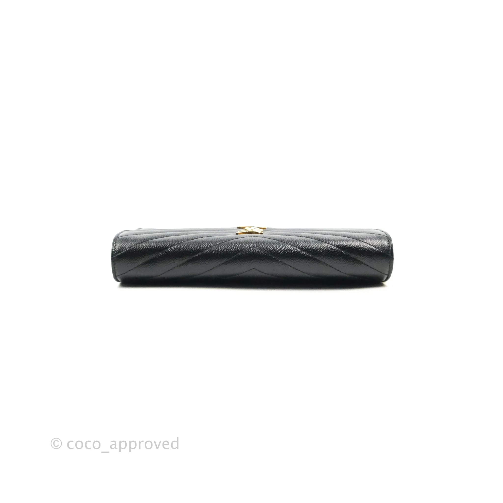 Saint Laurent Wallet on Chain Large Black Grained Leather Gold Hardware