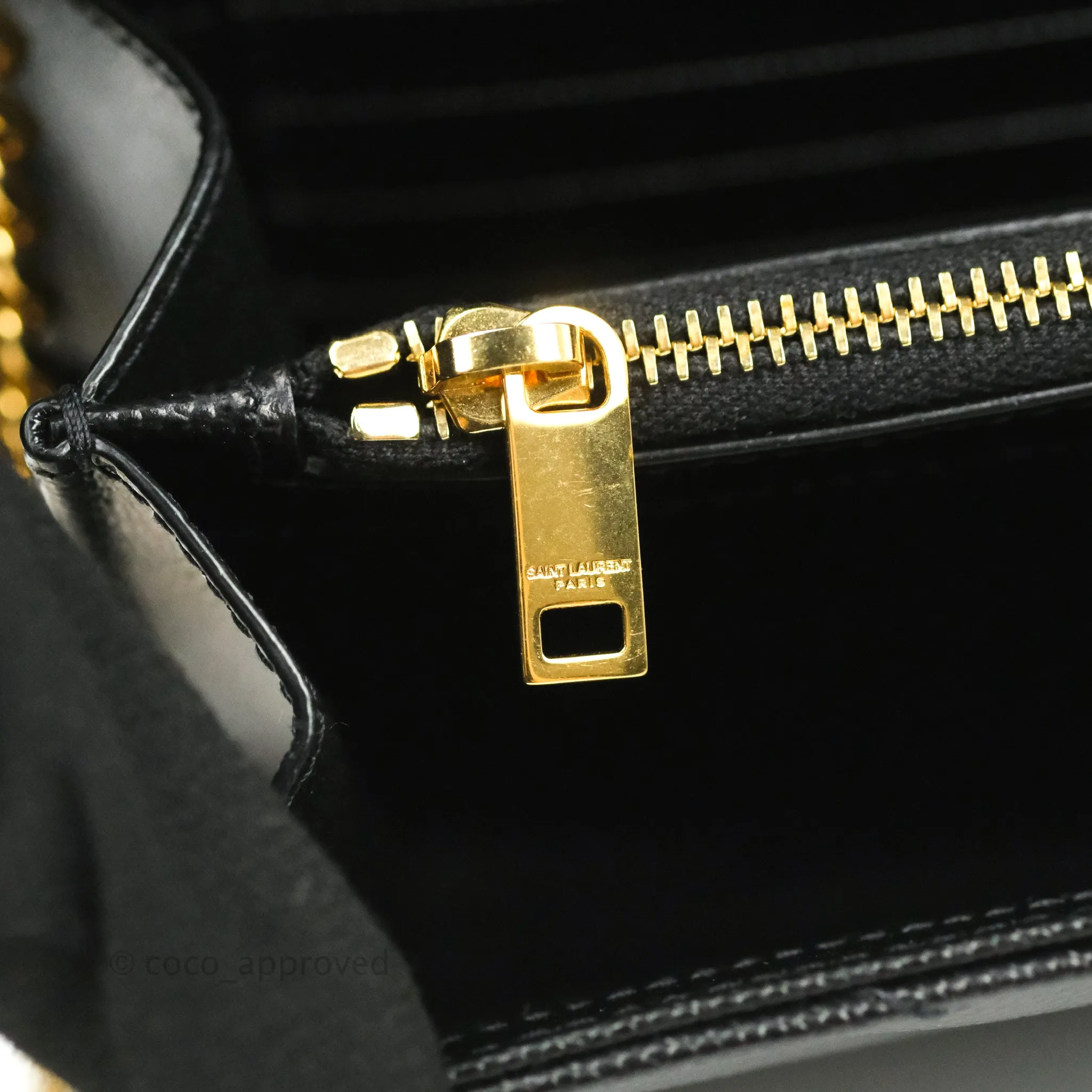 Saint Laurent Wallet on Chain Large Black Grained Leather Gold Hardware