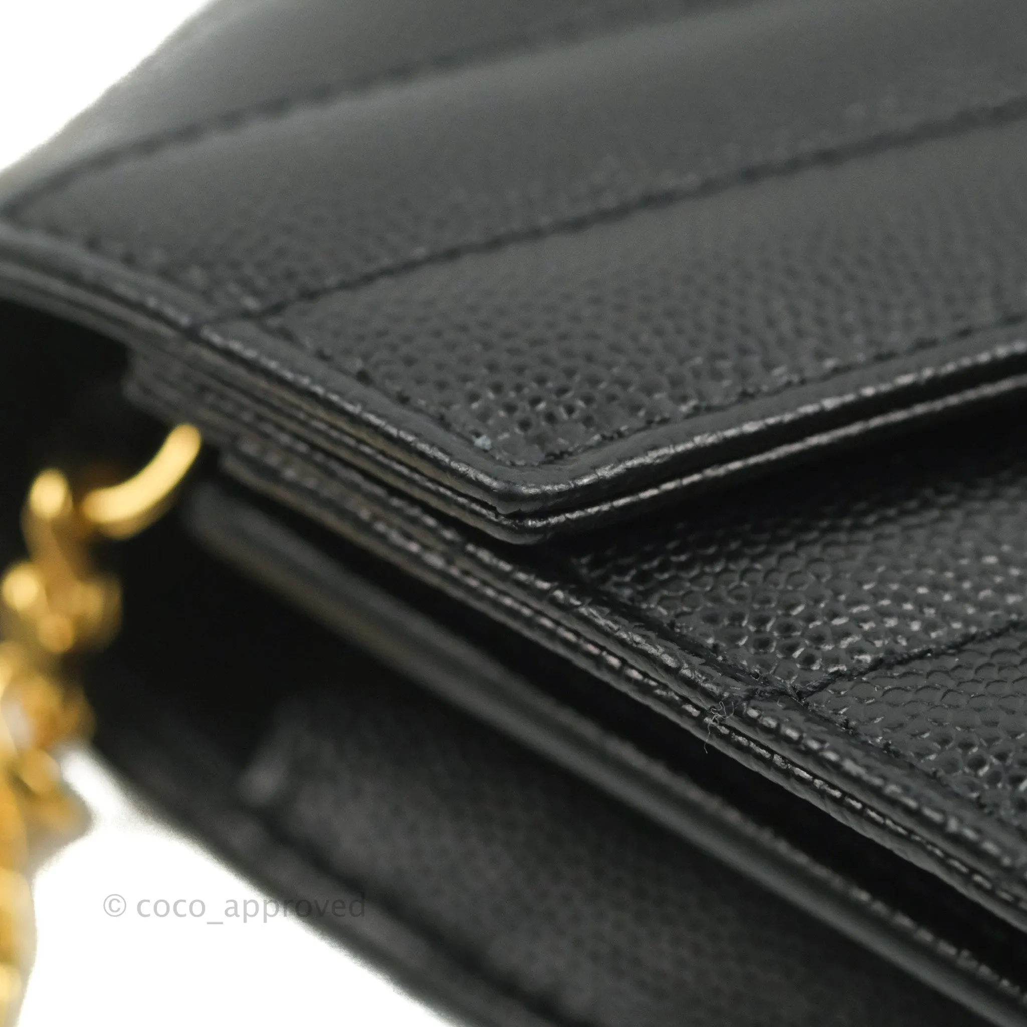 Saint Laurent Wallet on Chain Large Black Grained Leather Gold Hardware