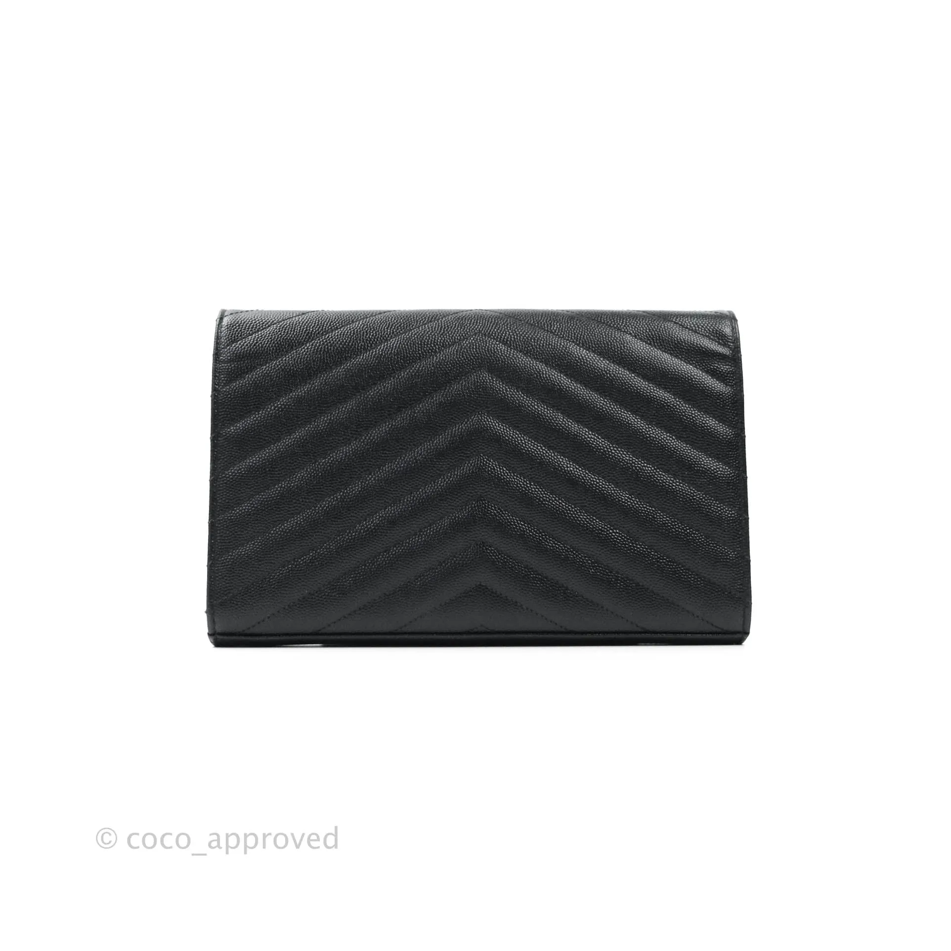 Saint Laurent Wallet on Chain Large Black Grained Leather Gold Hardware