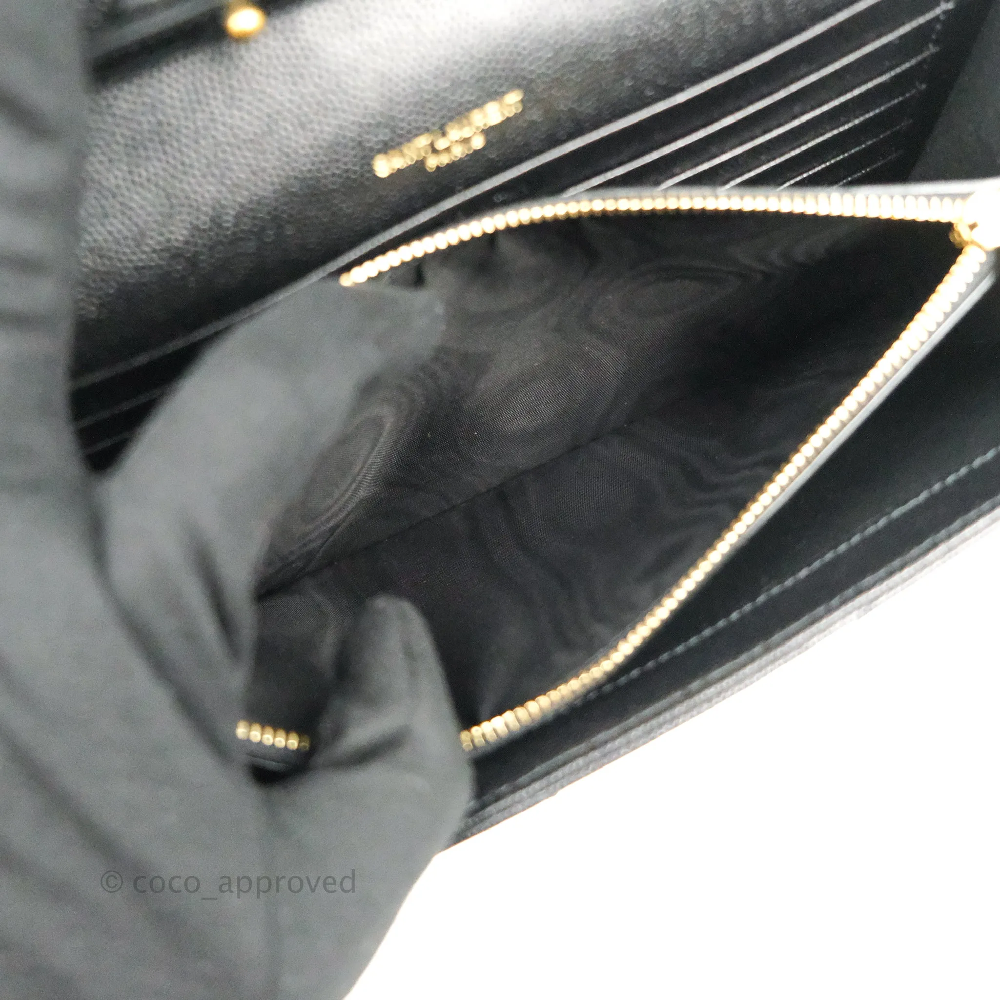 Saint Laurent Wallet on Chain Large Black Grained Leather Gold Hardware