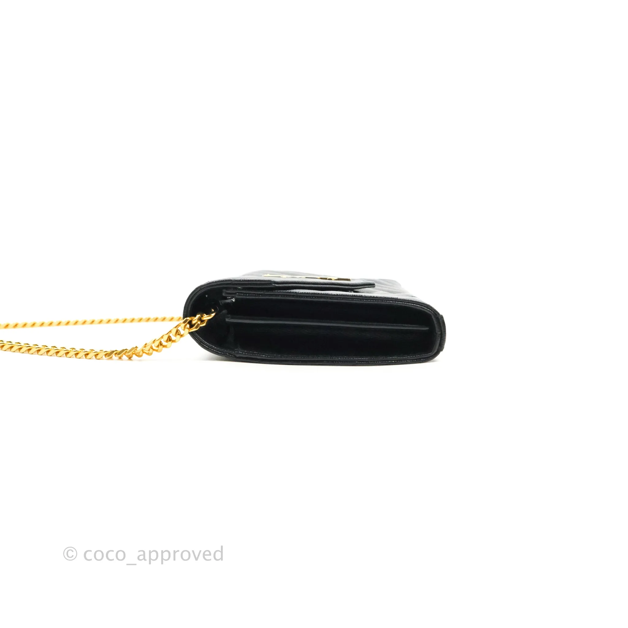 Saint Laurent Wallet on Chain Large Black Grained Leather Gold Hardware