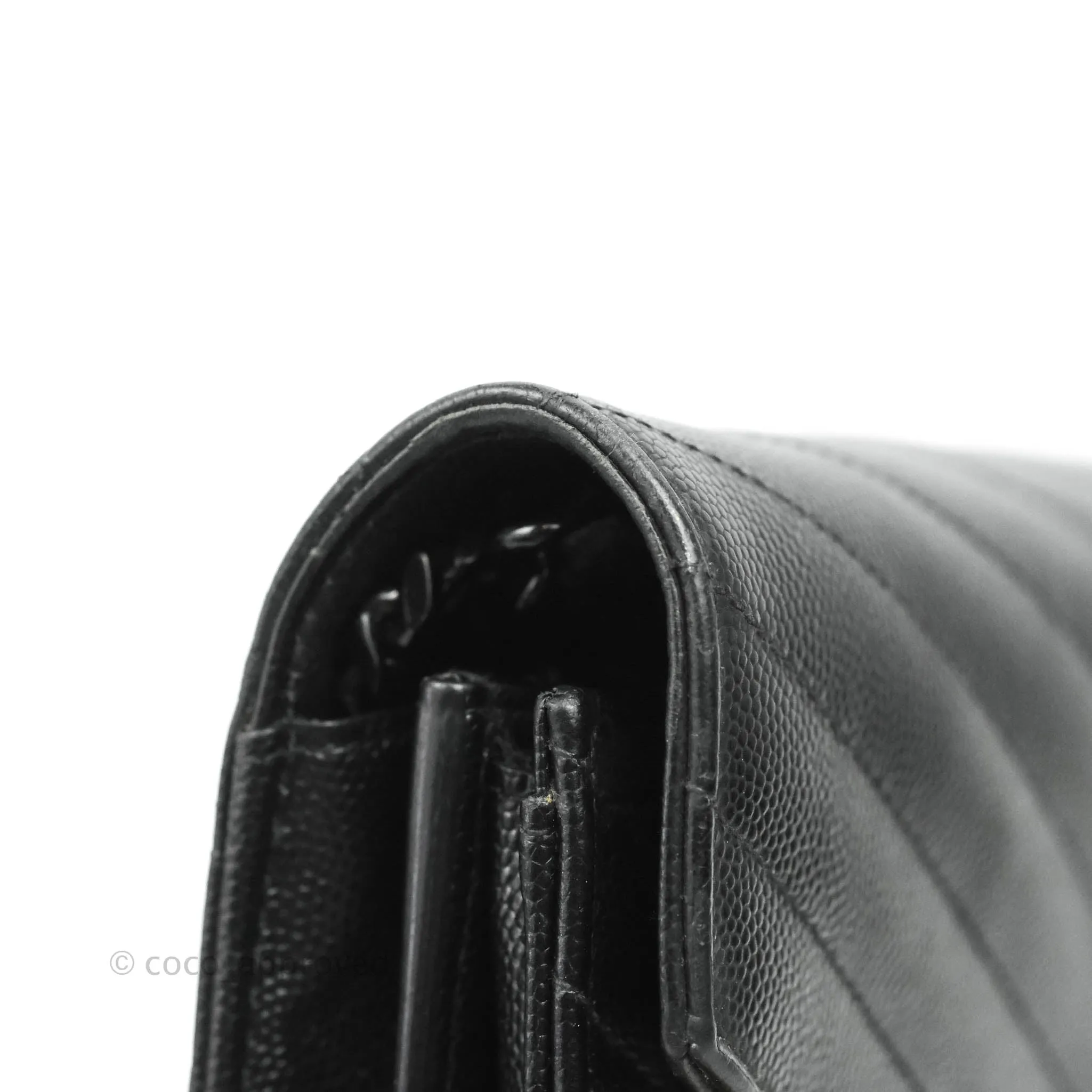 Saint Laurent Wallet on Chain Large Black Grained Leather So Black