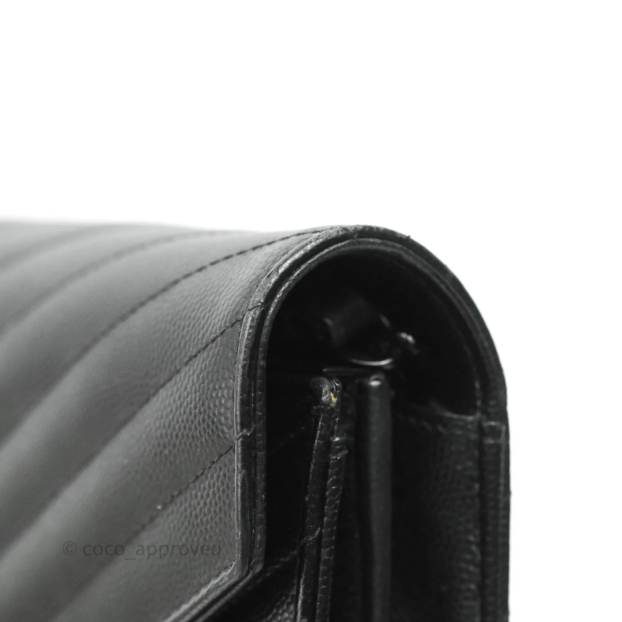 Saint Laurent Wallet on Chain Large Black Grained Leather So Black