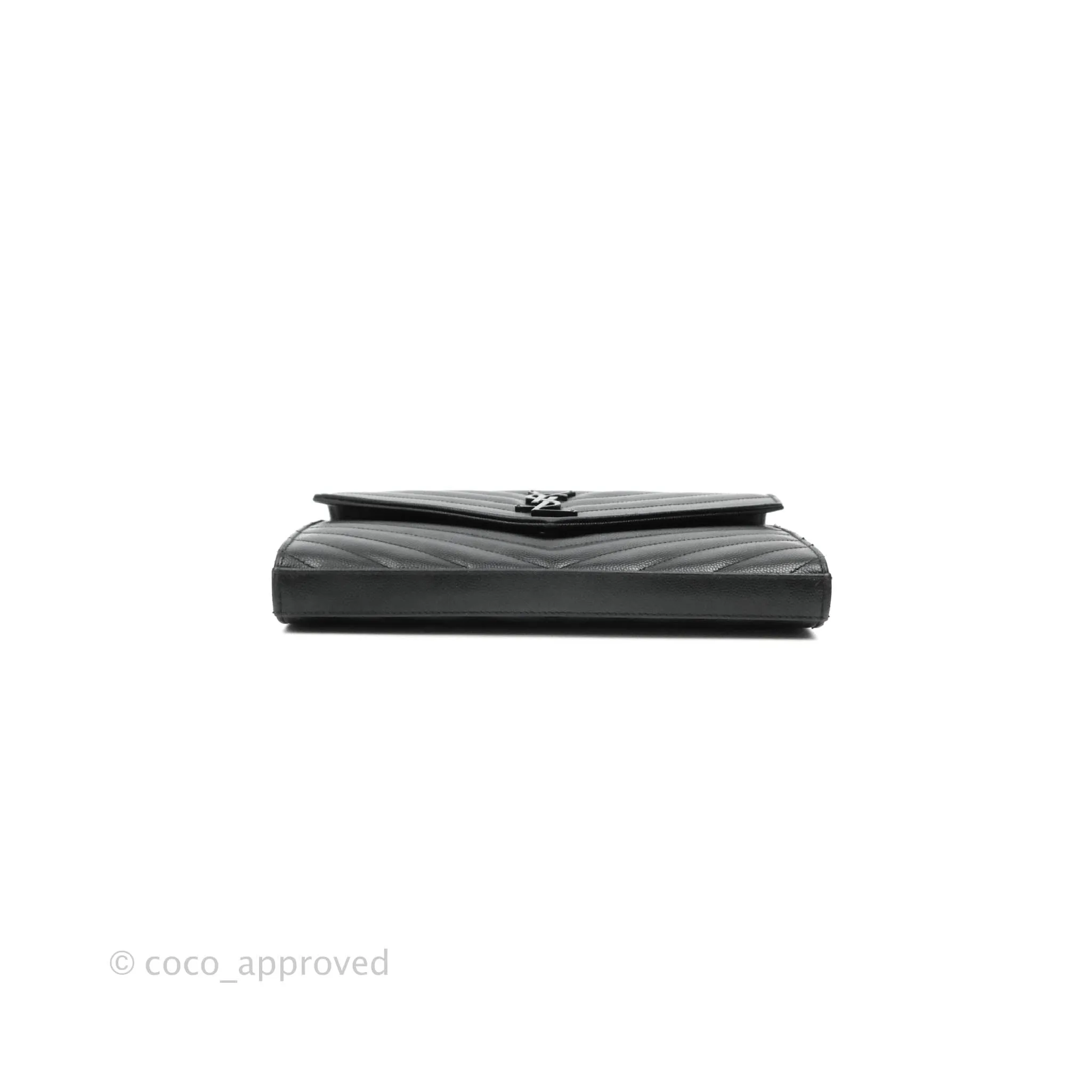 Saint Laurent Wallet on Chain Large Black Grained Leather So Black